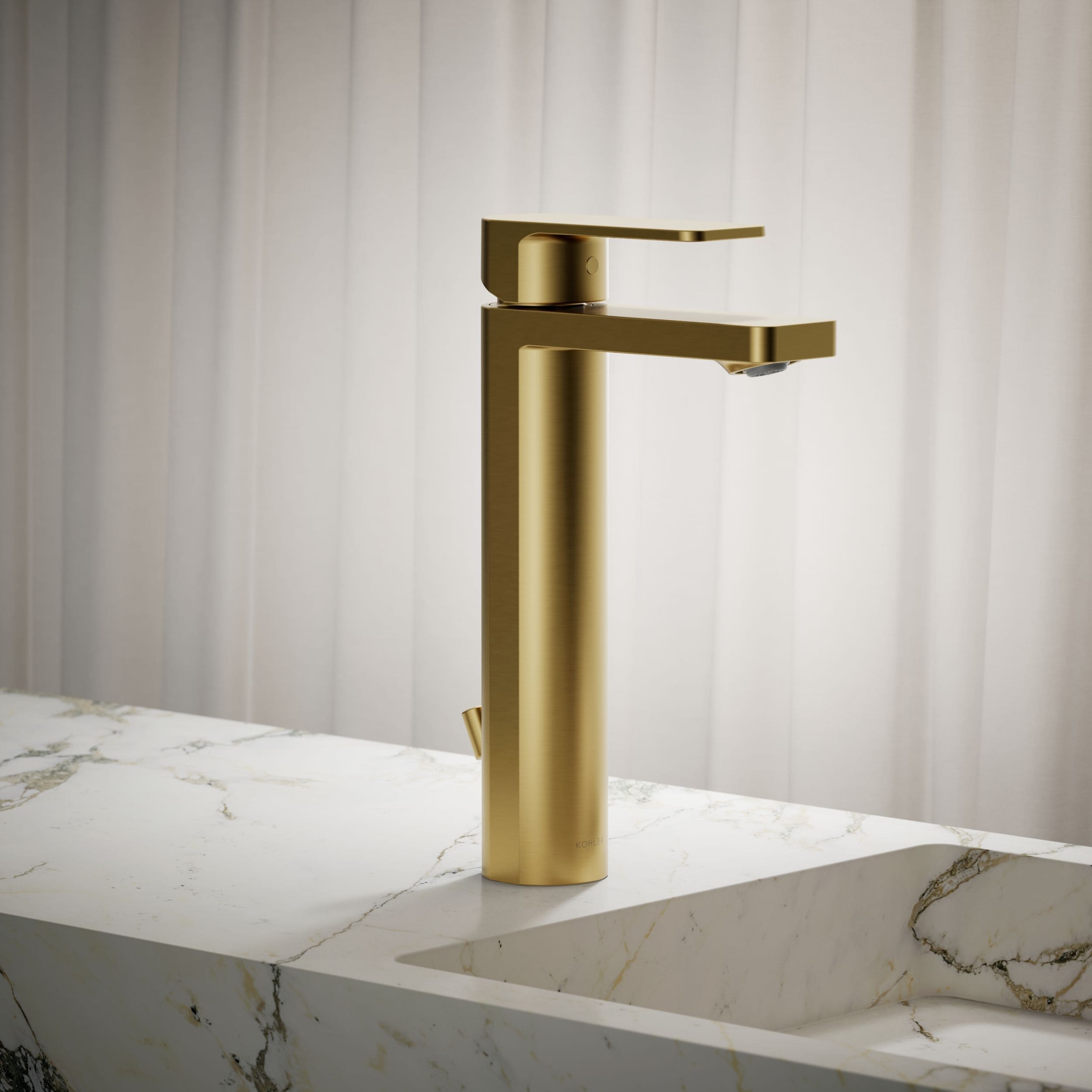 KOHLER - Parallel 1.2 GPM Single Hole Lavatory Faucet in Vibrant Brushed Moderne Brass (Valve Inc...