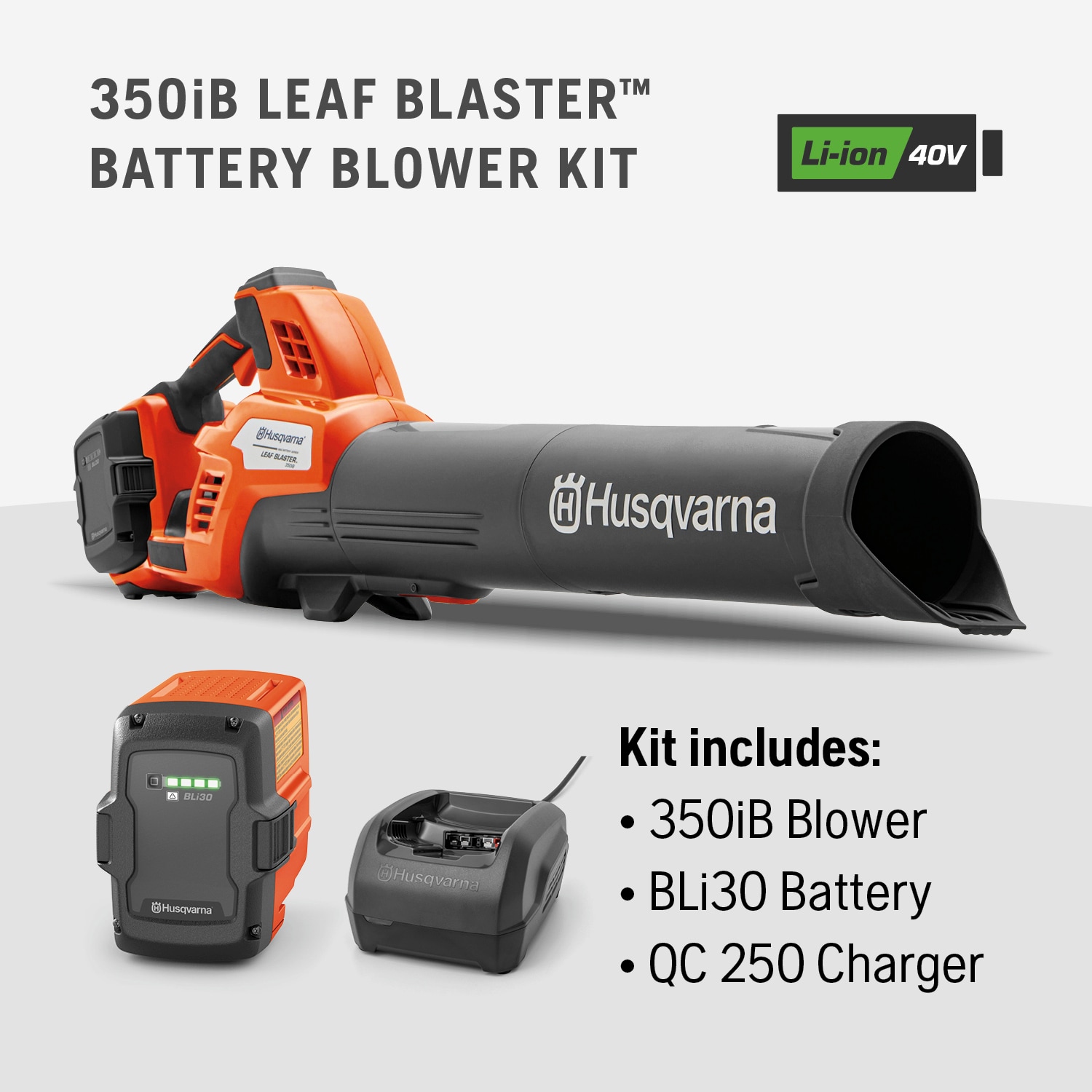Husqvarna Leaf Blaster 350iB 40-volt 800-CFM 200-MPH Battery Handheld Leaf  Blower 7.5 Ah (Battery and Charger Included) in the Leaf Blowers department  at