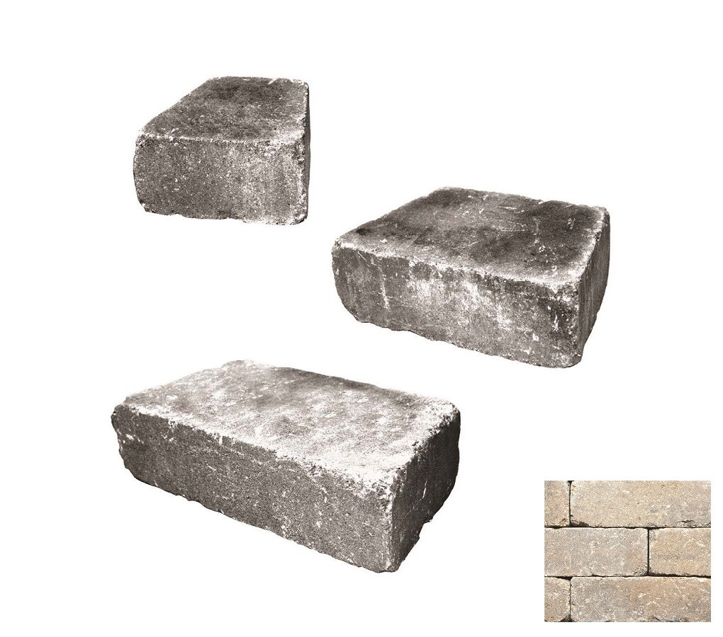 Belgard 16254070 4-in H x 1.6-in L x 8-in D Cotswold Mist Concrete Retaining Wall Block