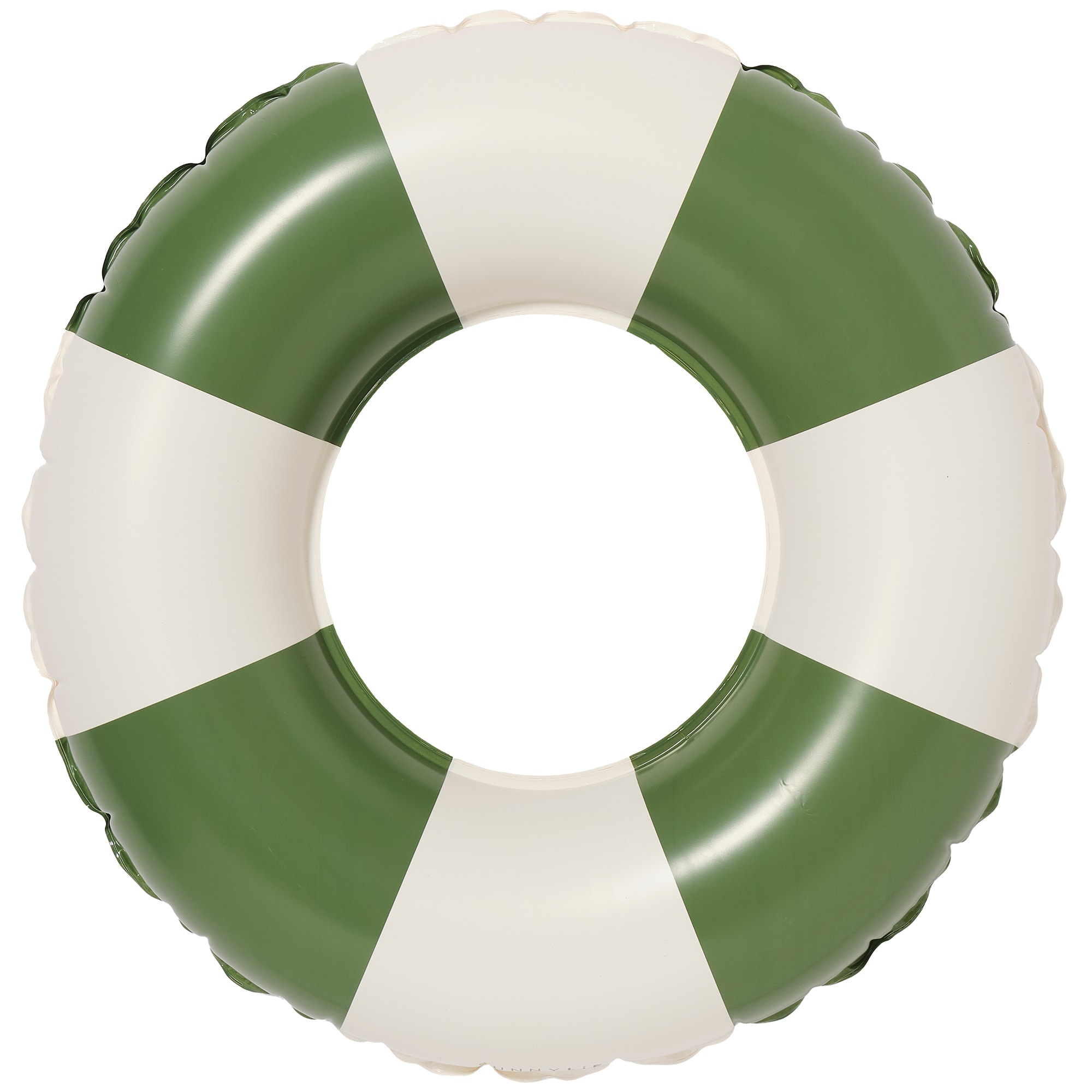 SUNNYLiFE  Mini Tube Pool Ring 22in Round Inflatable Water Float Olive Stripe 66lb Capacity Tides Out Olive Stripe