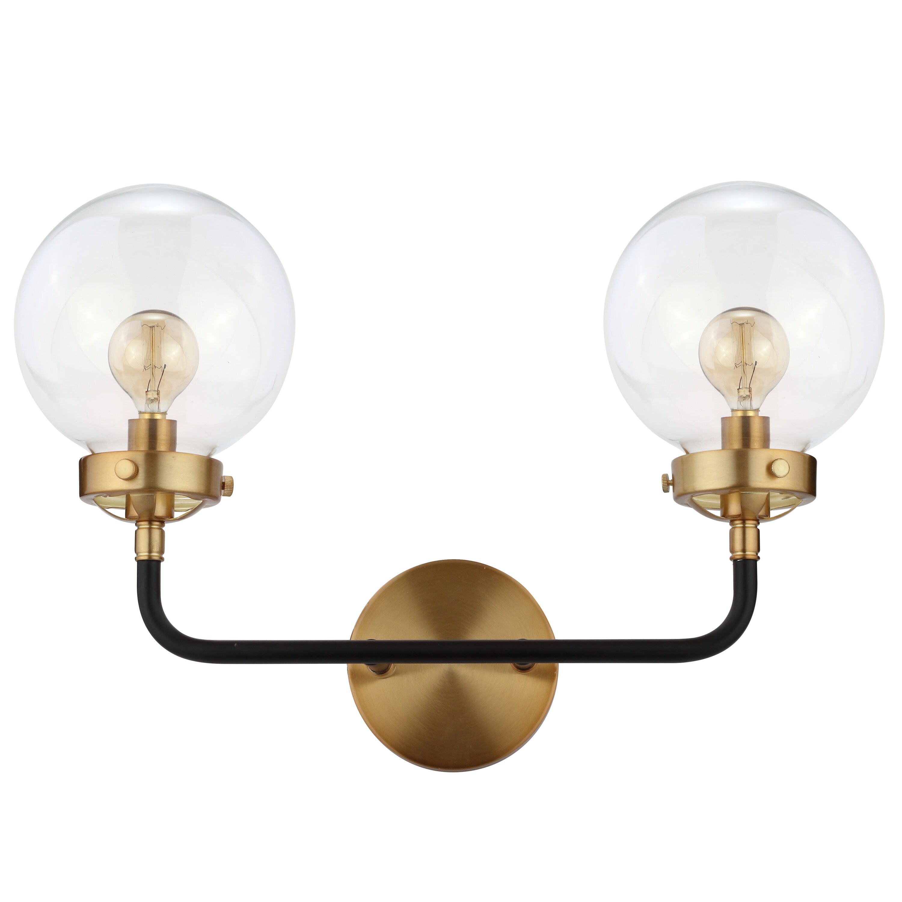 Caleb Transitional 18" Black and Brass LED Wall Sconce