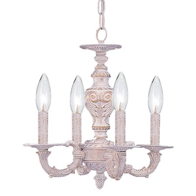 Antique White Rustic Chandelier, Small Pink Mini Chandelier