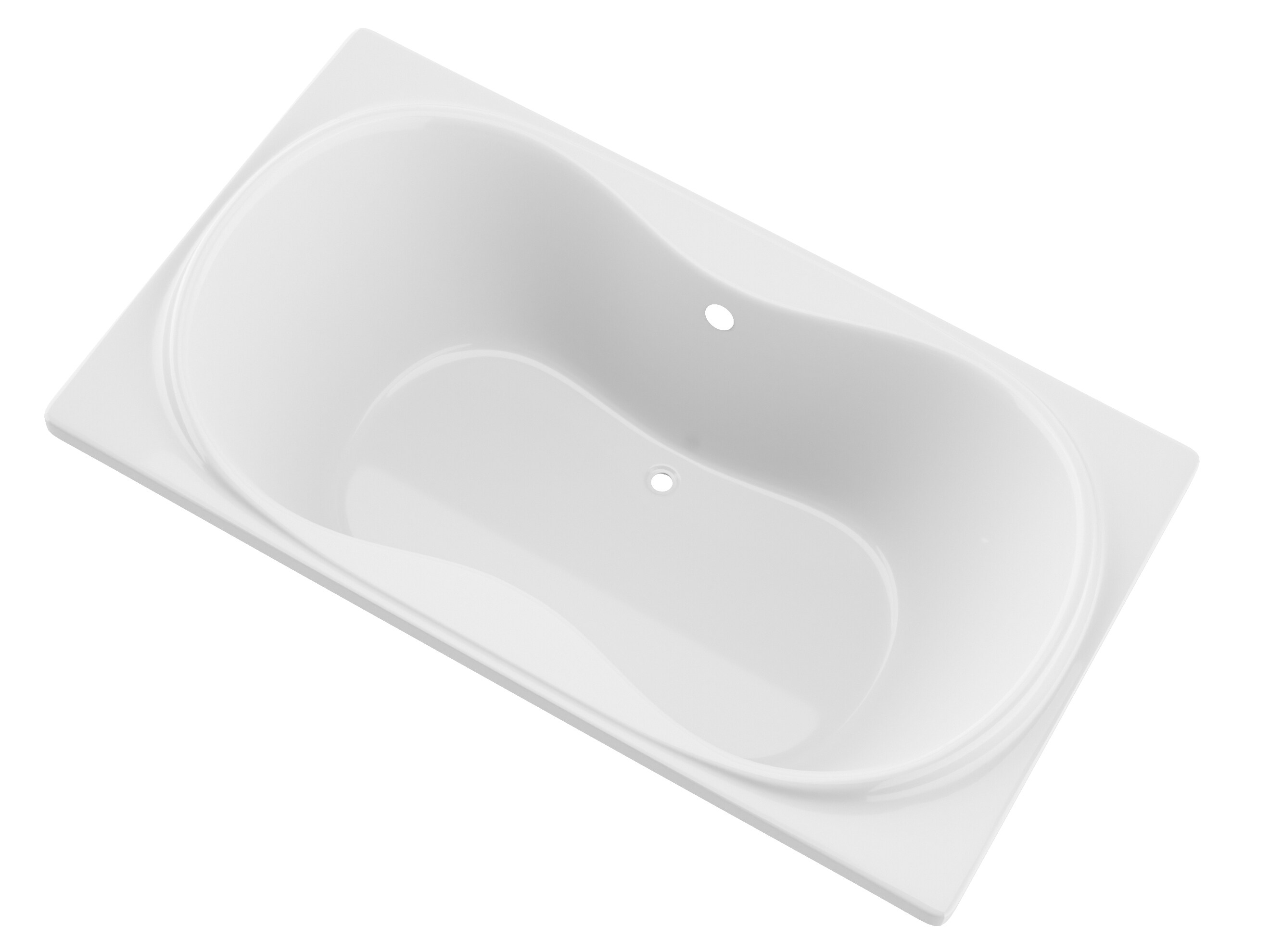 Endurance LS4272WS Crane 41.5-in x 71.4-in White Acrylic Hourglass Drop-in Soaking bathtub ( Center Drain )