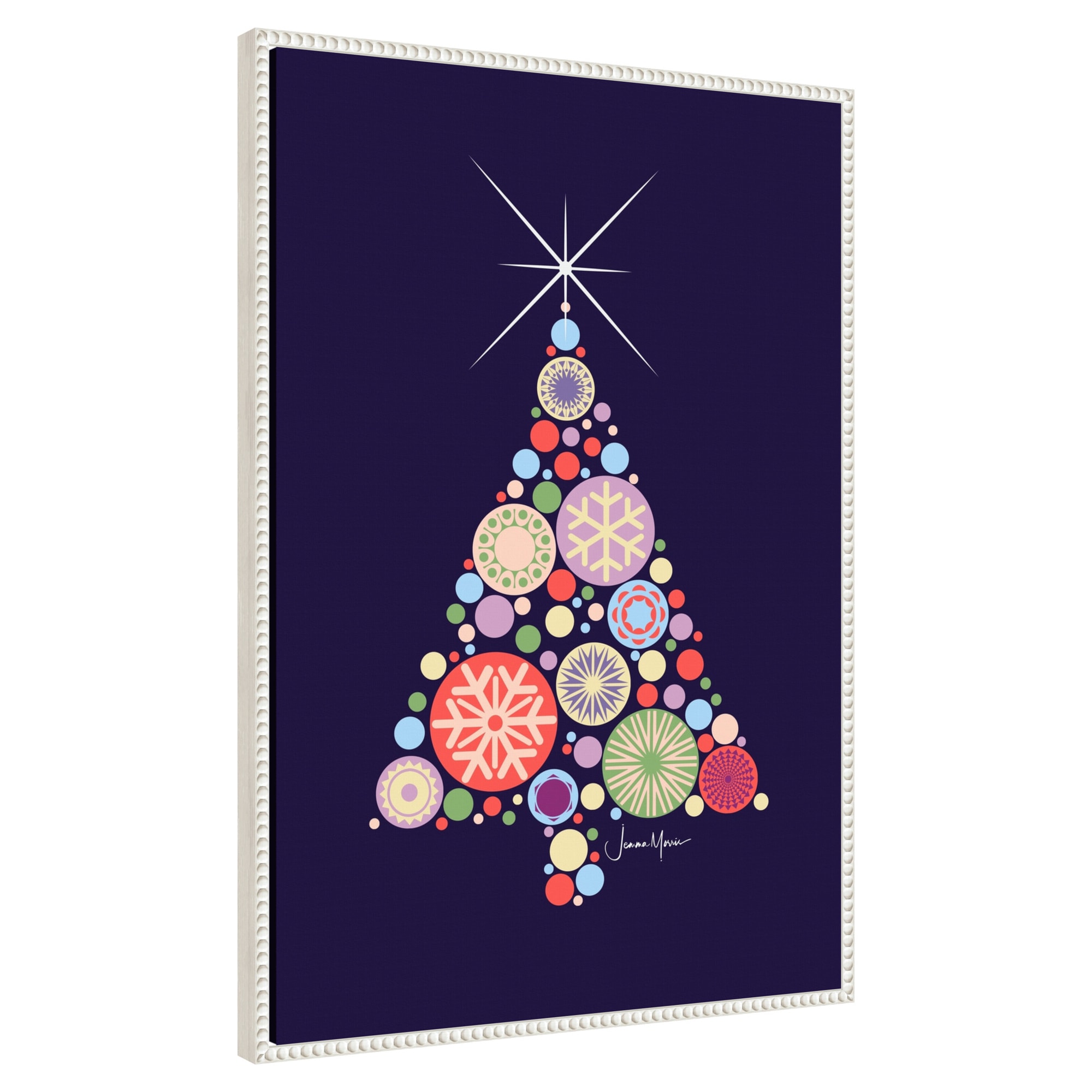 Amanti Art -  Ornament Christmas Tree Night by Jemma Morris Framed Canvas Wall Art Print 23 W x 3...