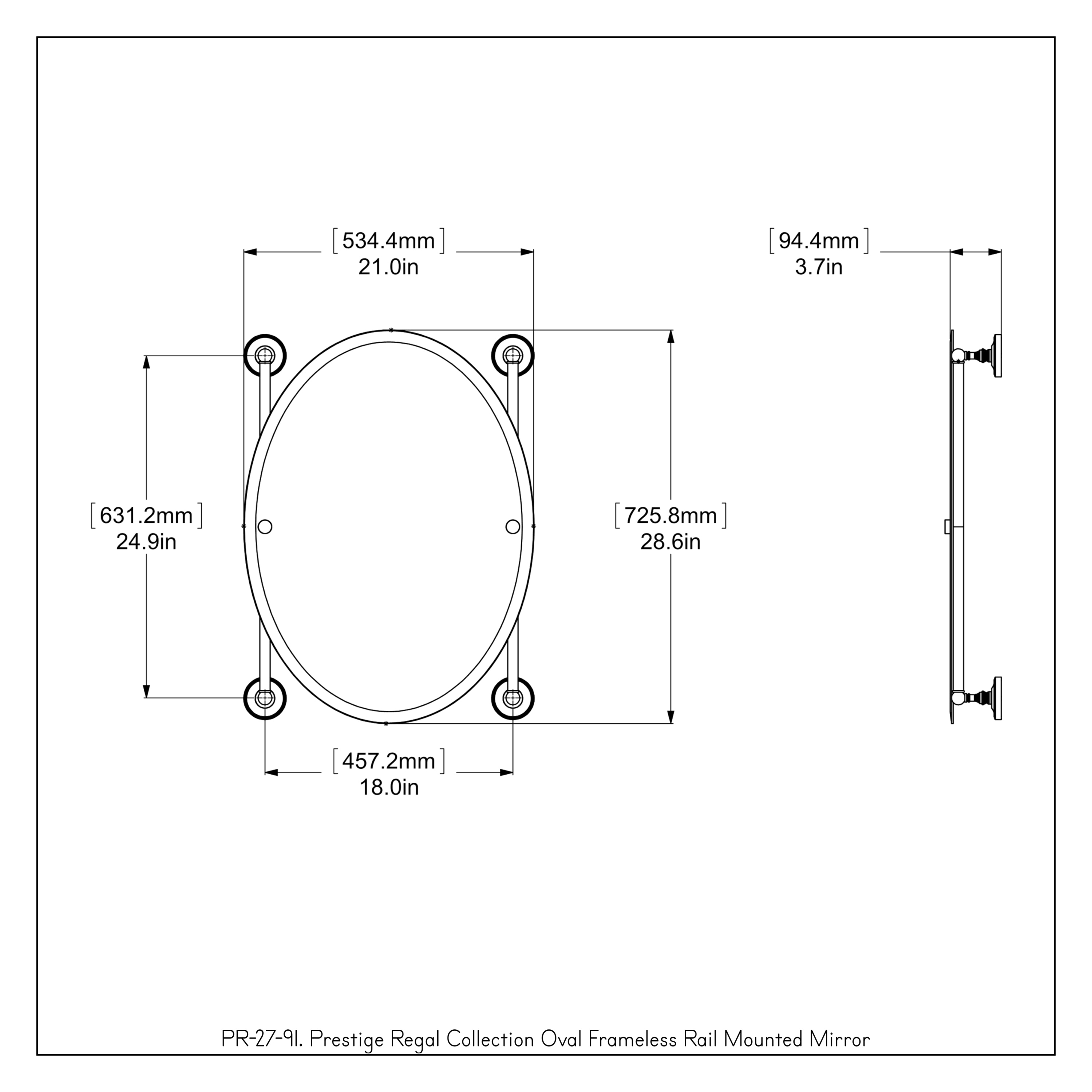 Allied Brass Prestige Regal 21in x 29in Frameless Oval Bathroom