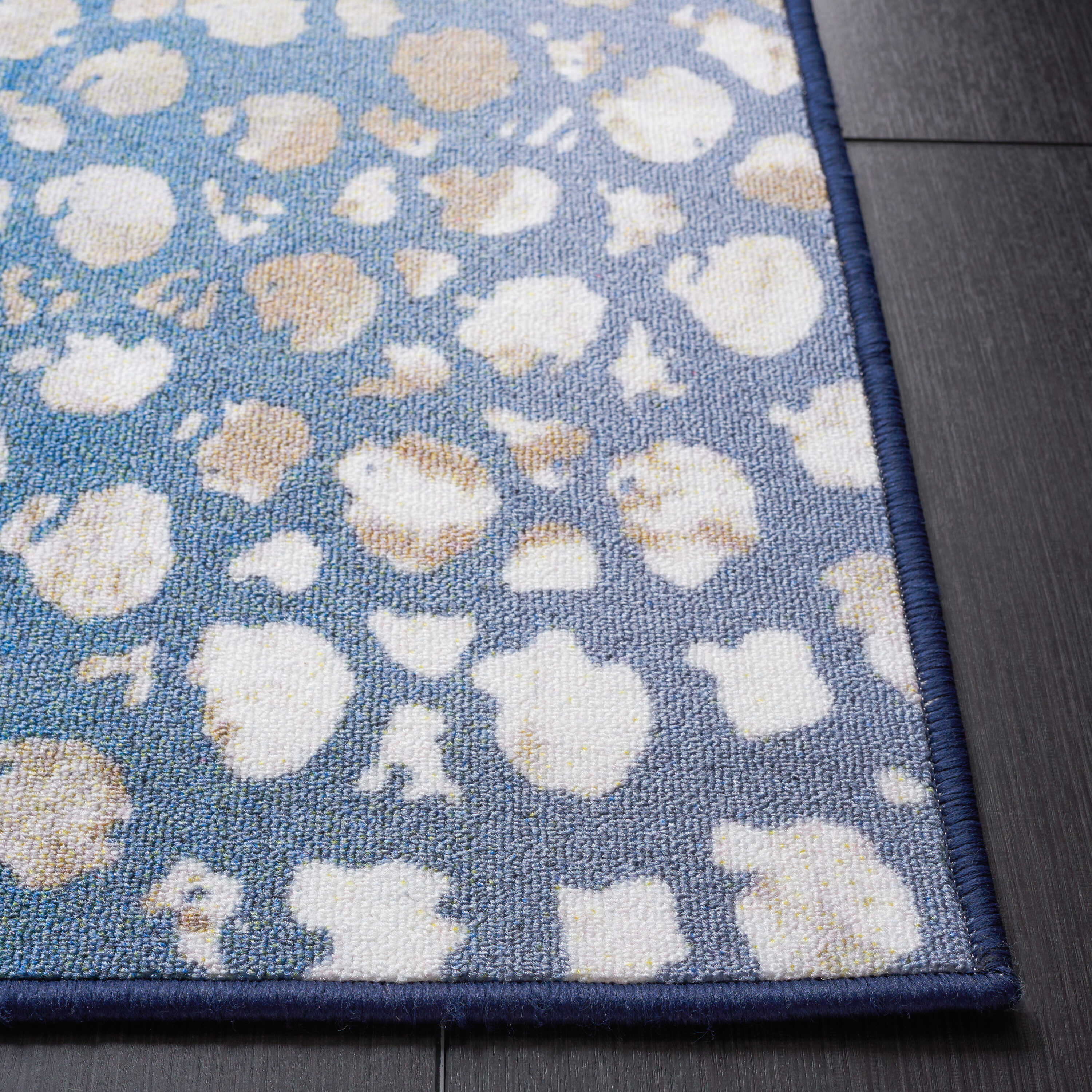 Vintage Charm Easy-Care Synthetic 79'' Square Rug in Navy/Beige