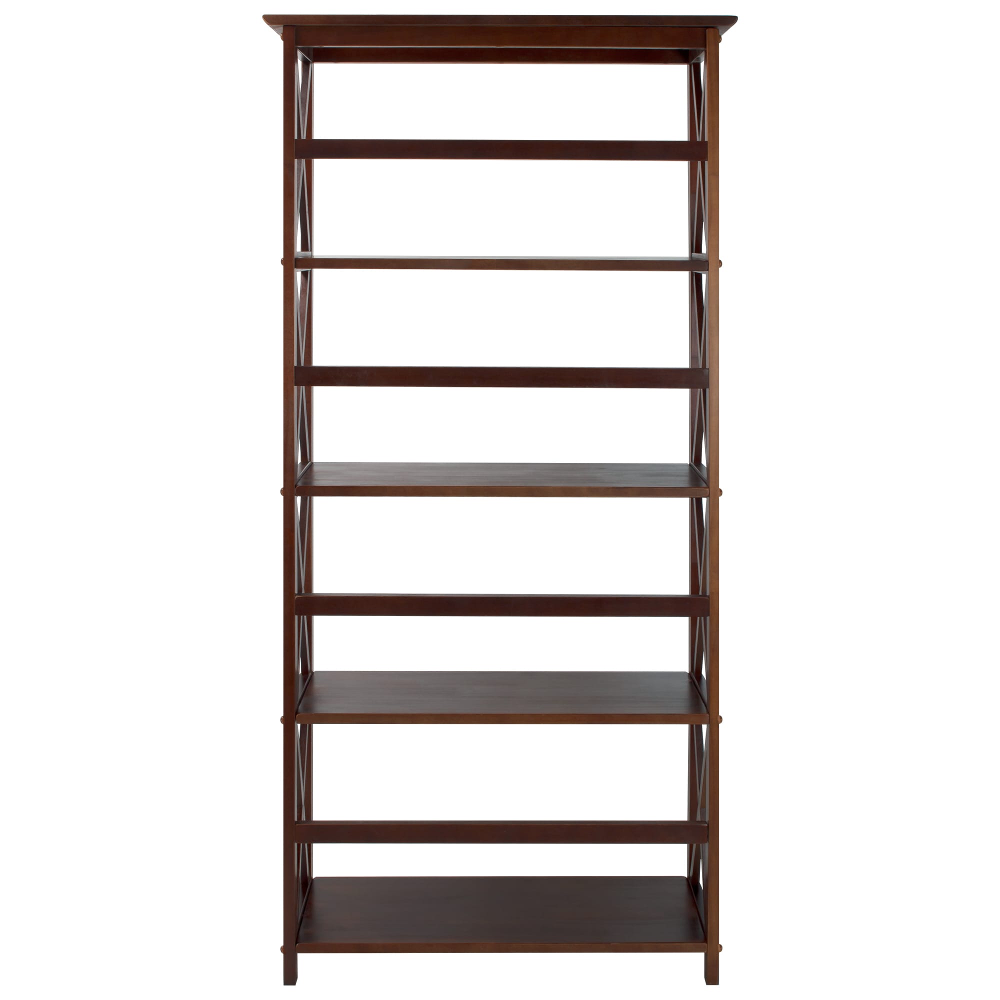 Montego Dark Walnut 5-Shelf Wood Bookcase