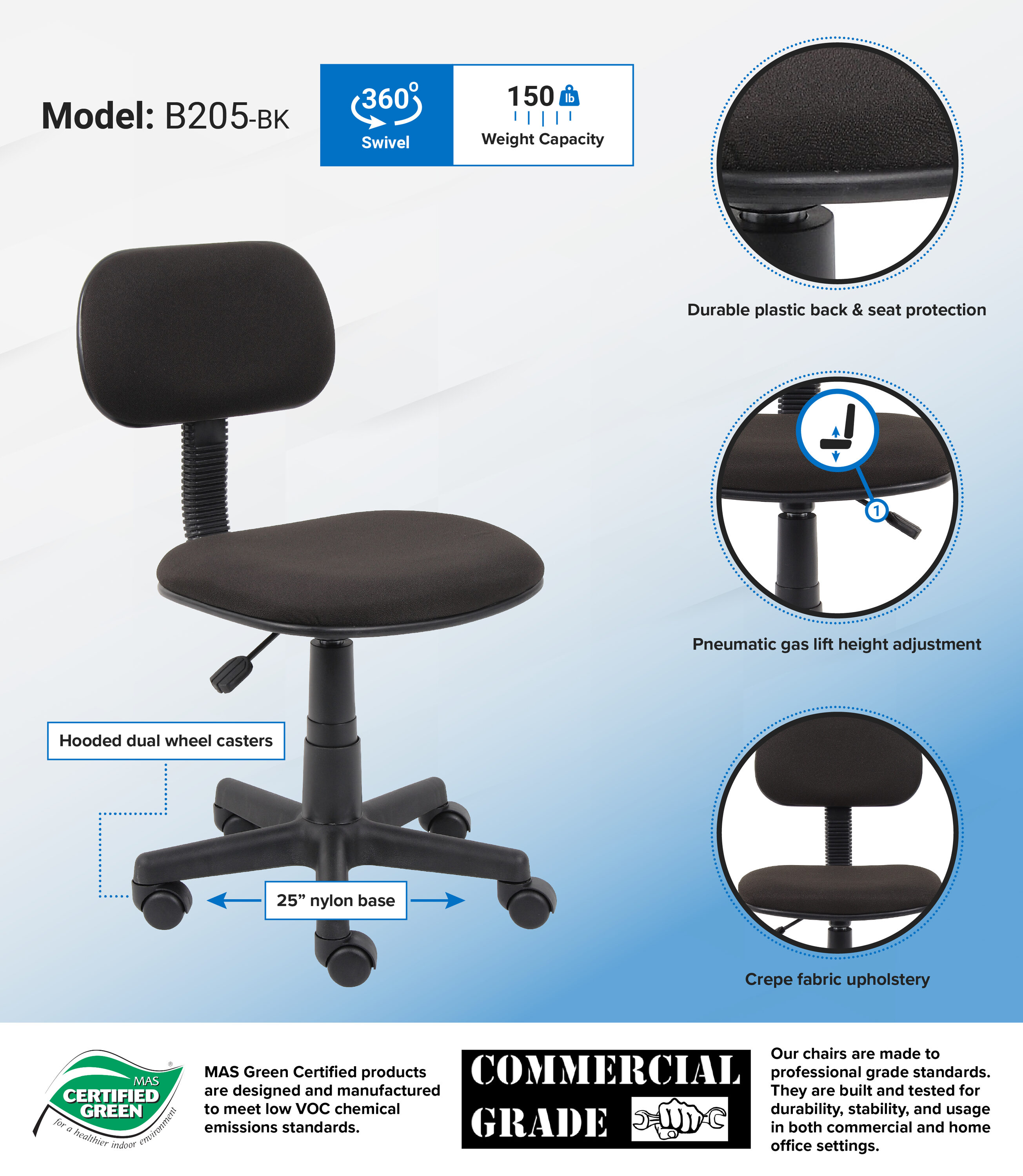 Boss Office Products B205-BK Office-Chairs - View #6
