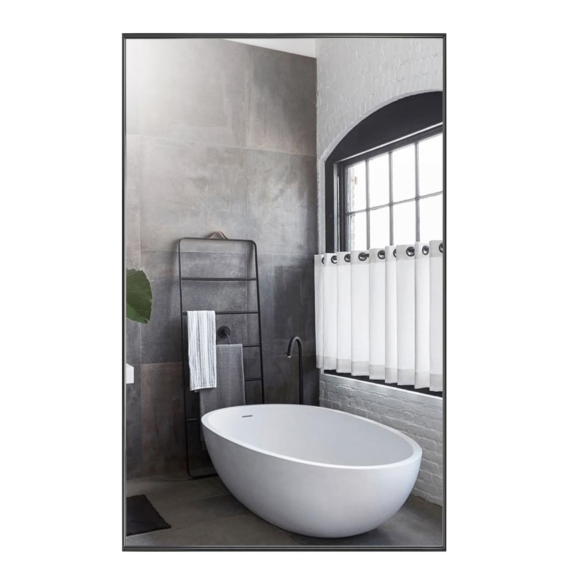 Modern Black Aluminum Framed Rectangular Bathroom Vanity Mirror