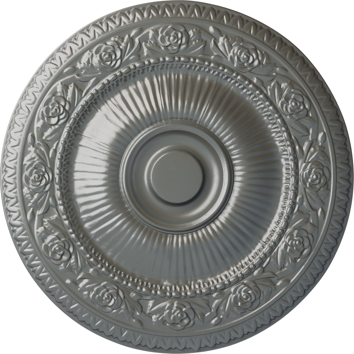 Ekena Millwork CM24NASLS Neuveau 24.25-in W x 24.25-in L Painted Silver Polyurethane Split Ceiling Medallion