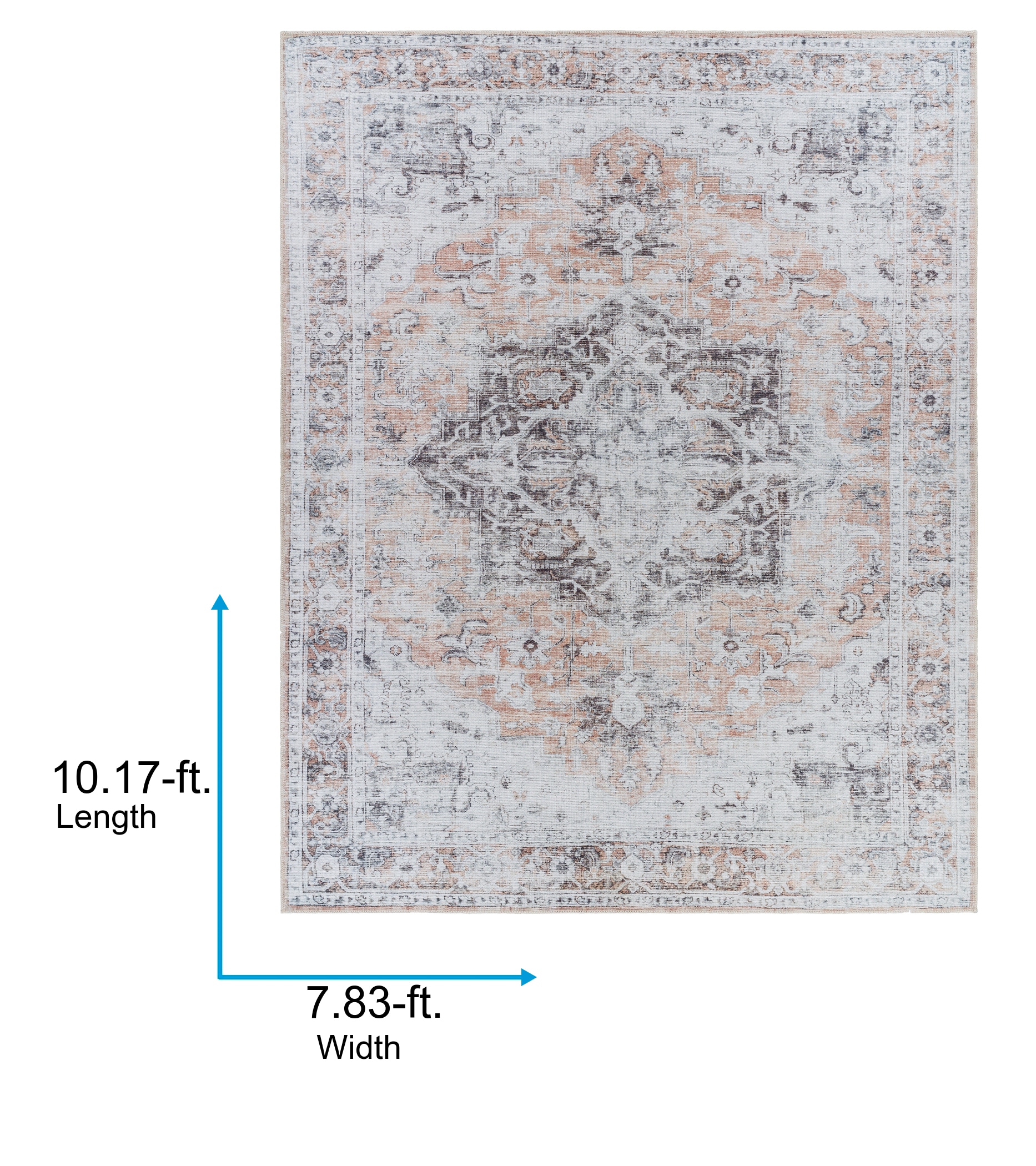 Found & Fable Chenille Printed Vintage Look Blue Medallion Area Rug, 5x7, Sold by at Home