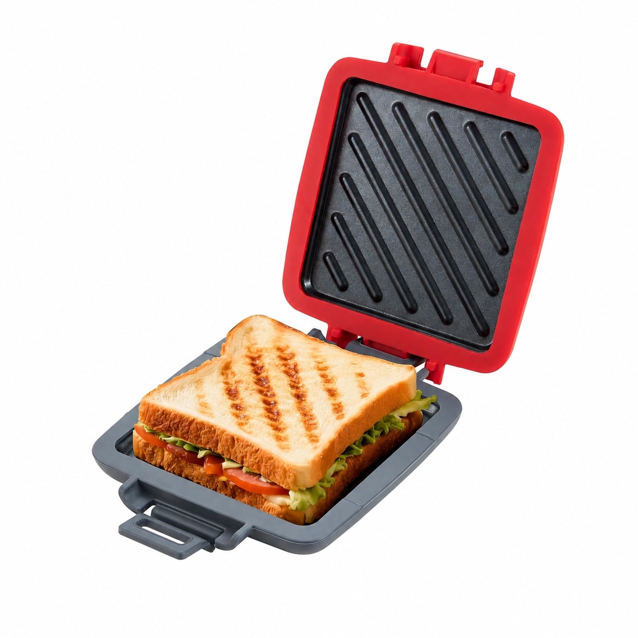Aoibox LABBVA8C  Microwave Toastie Sandwich Maker with Removable Non Stick Plates and Heatwave Technology in Red