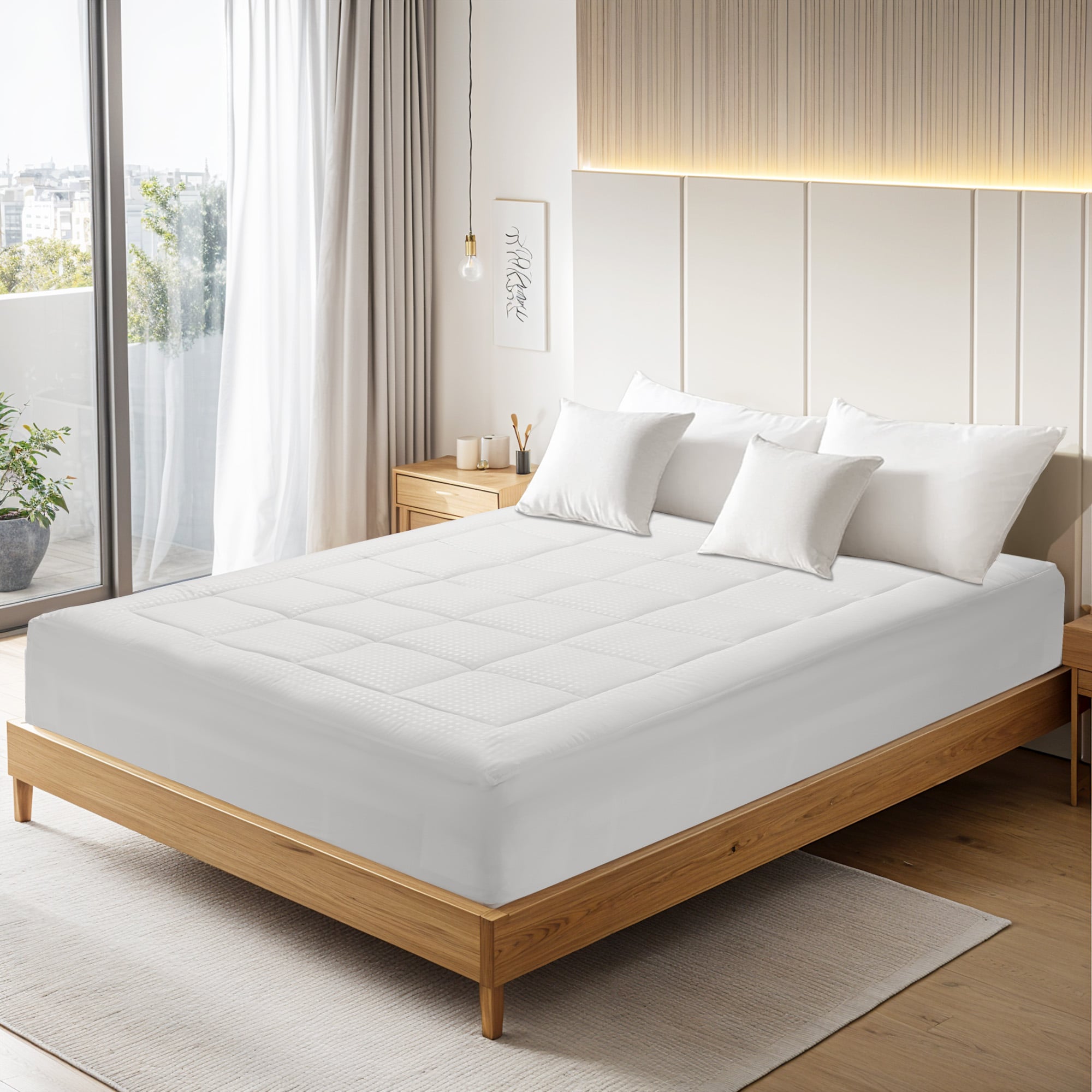 JEAREY JE-YHFG-WH-T 350 GSM Mattress Pad 21-Inches D Polyester Twin Hypoallergenic Mattress pad