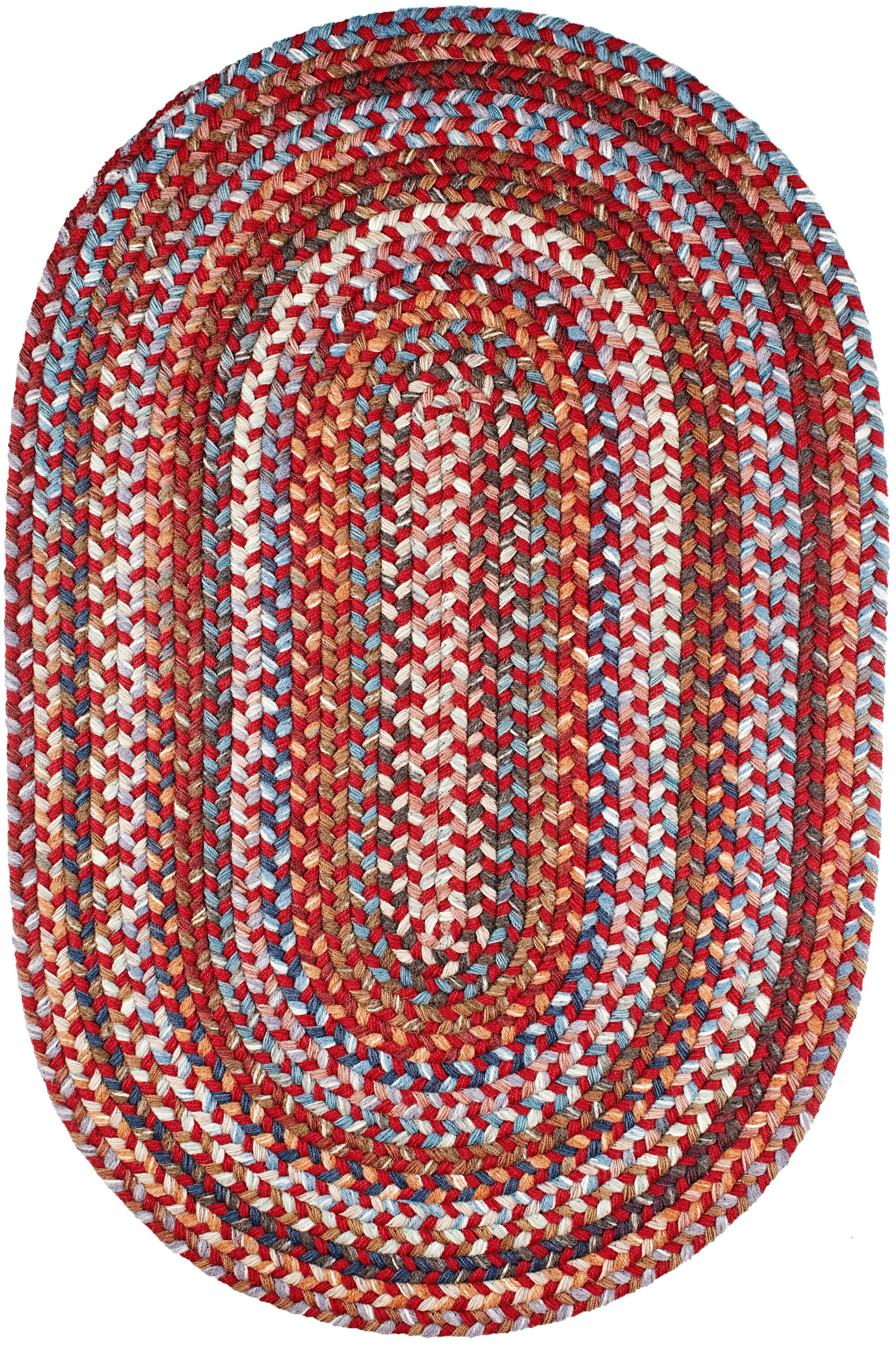 Rhody Rug AS42R084X108 7 x 9 (ft) Braided Wool Red Velvet Oval Indoor Geometric Area rug