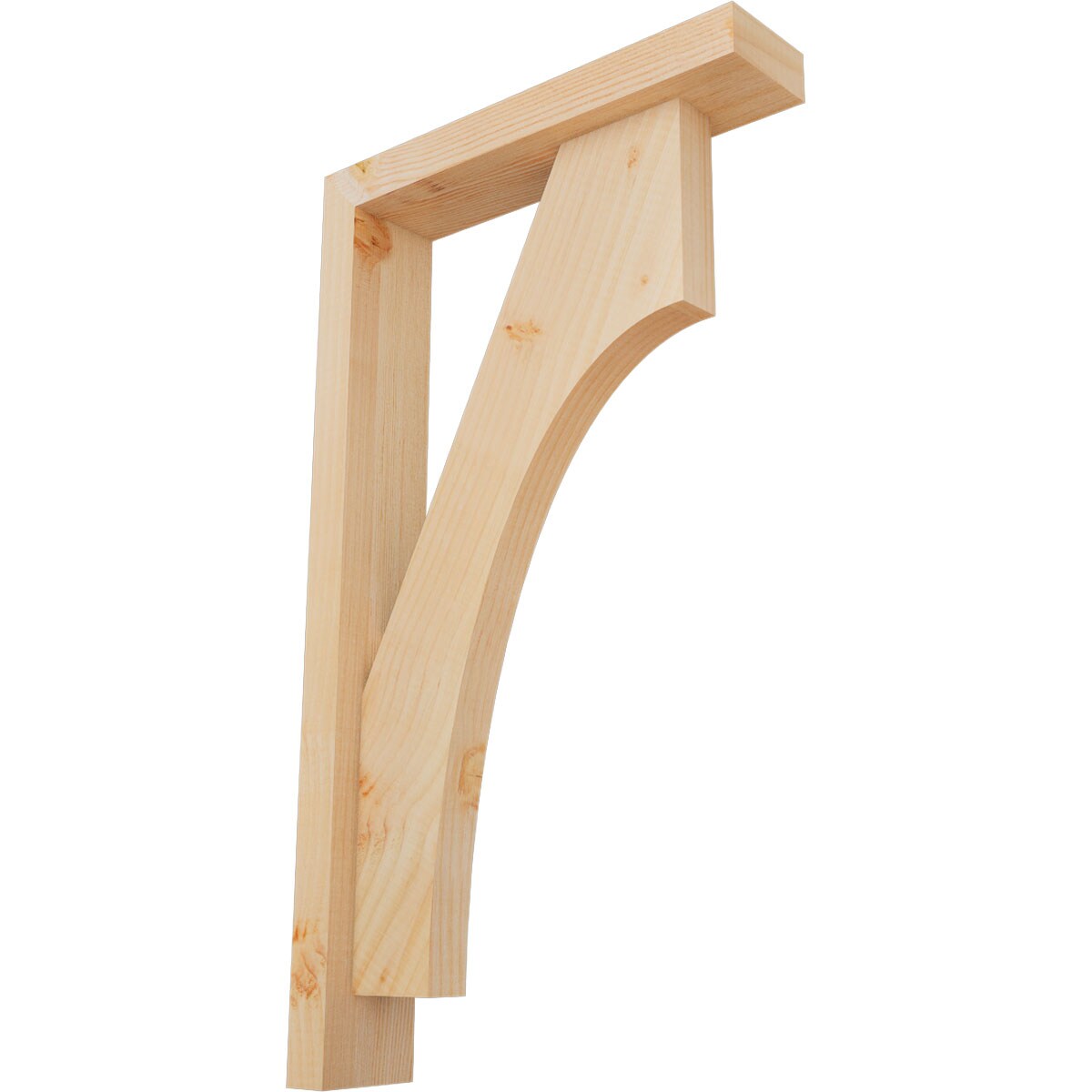 Ekena Millwork 1464611 Westlake Block Smooth Bracket with Offset Brace Douglas Fir Wood Standard Bracket