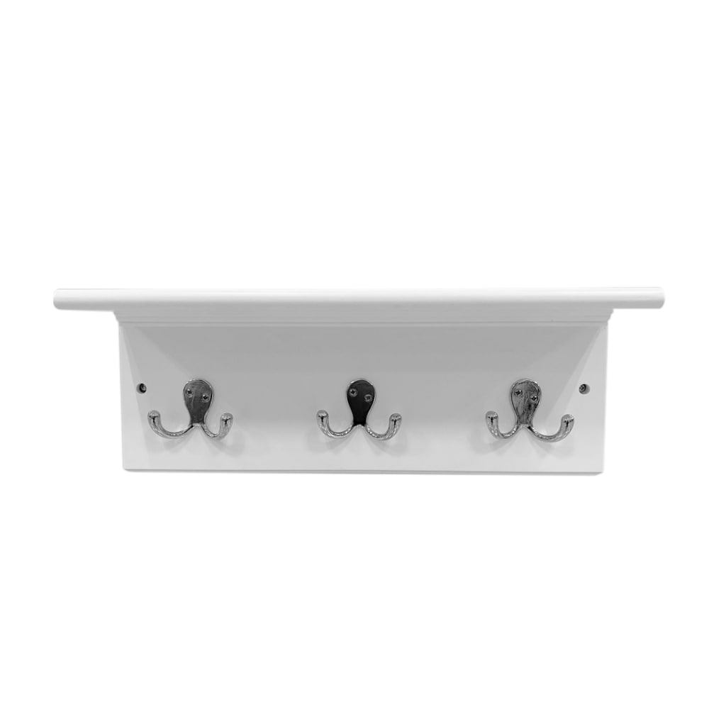 allen + roth 3-Hook 17.5-in x 6.5-in H White Rail and Chrome Hooks