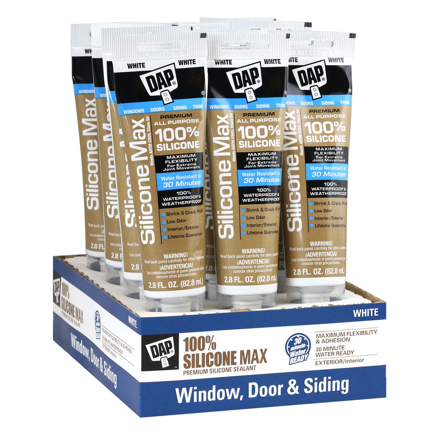DAP 7079808796SOS Silicone Max 12 -Pack 2.8-oz Window door White Silicone Caulk