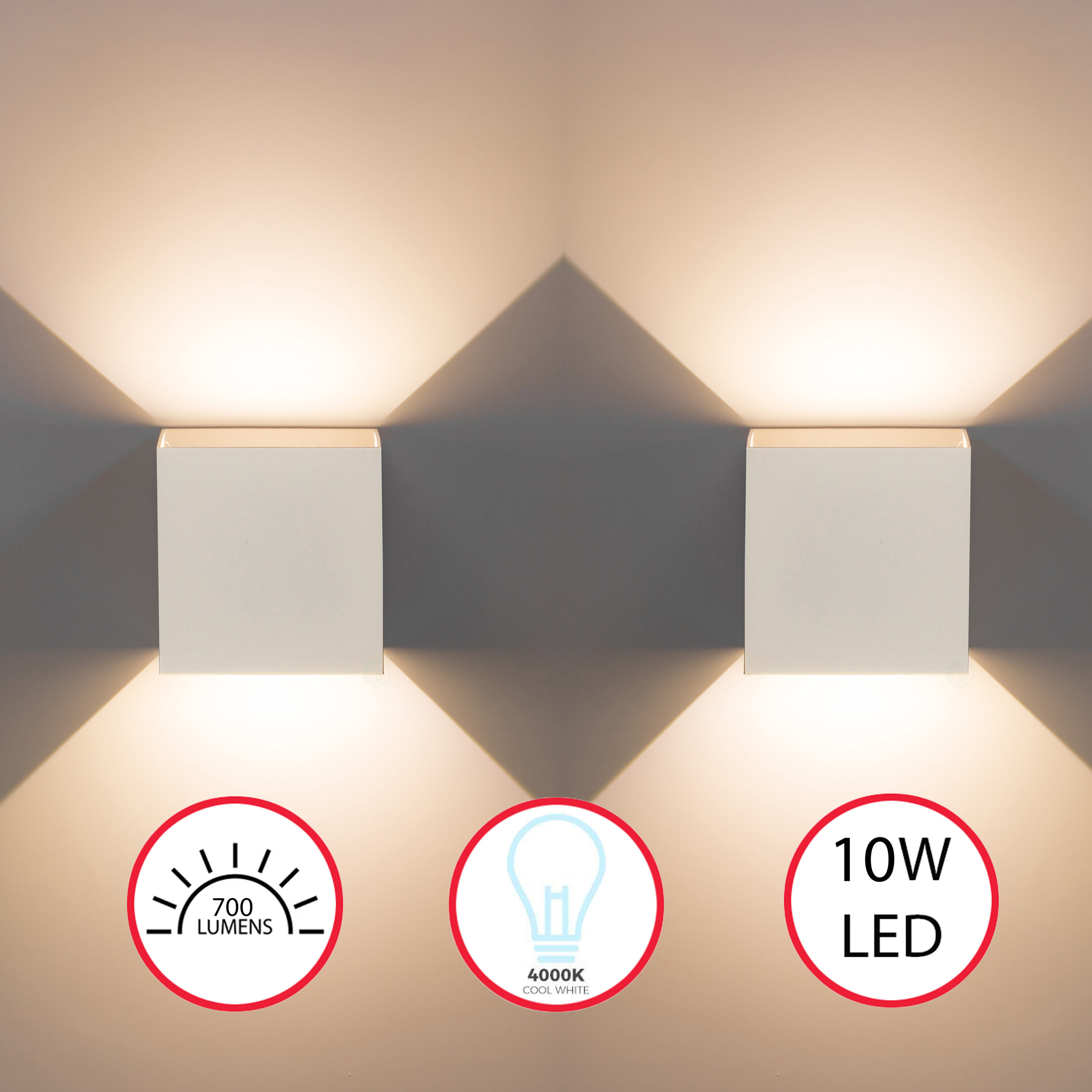 Quickway Imports QI004492.WT.2 4-in W 2 -Light White Integrated LED Wall Sconce ENERGY STAR Certified