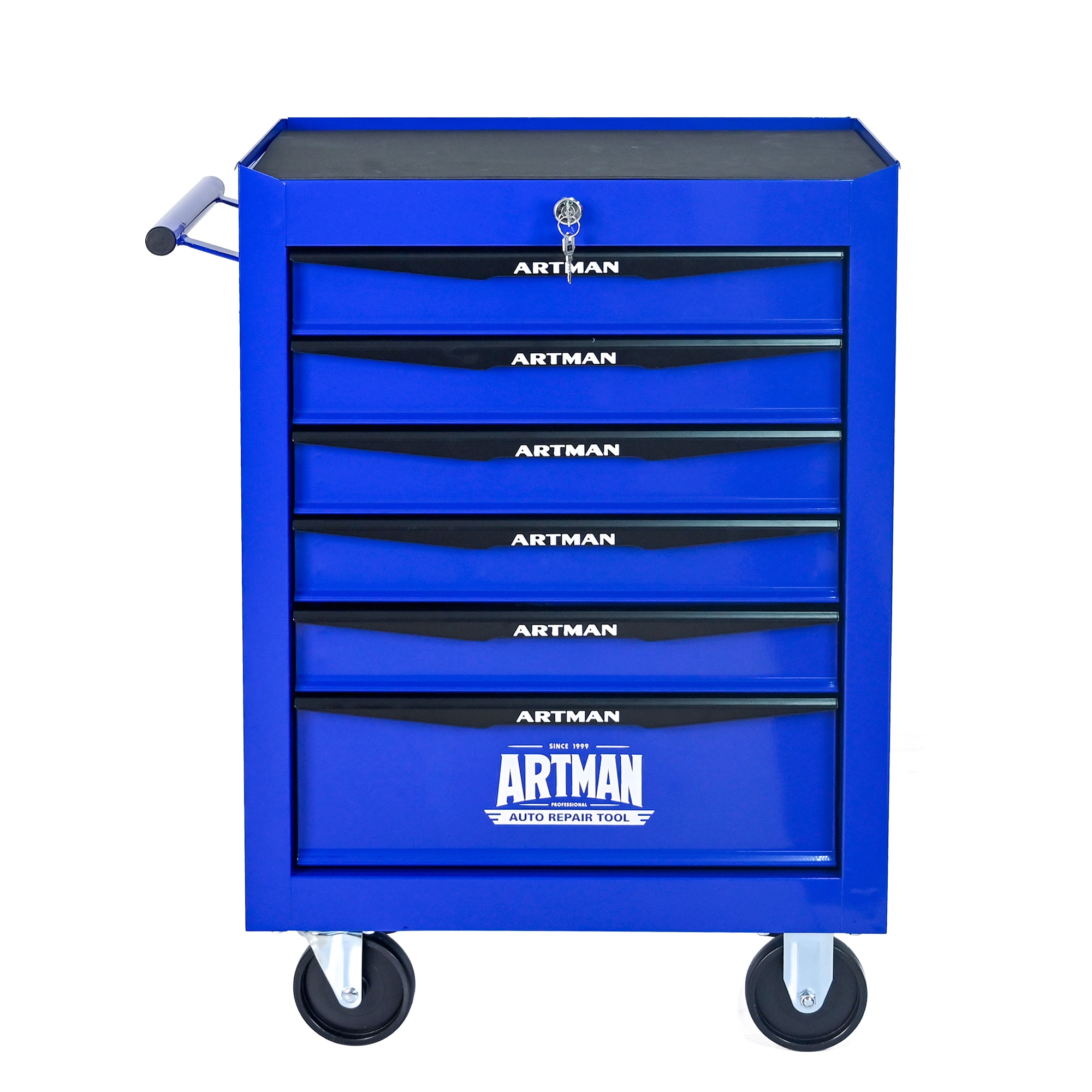 LOVMOR SF-L-W1102P298218 Rolling Metal Tool Chest with 6 Drawers 20 inch 6-Drawer Tool Chest Cabinet with Ball Bearing Drawer Slides Steel Tool Storage Box Organizer -BLACKandBLUE