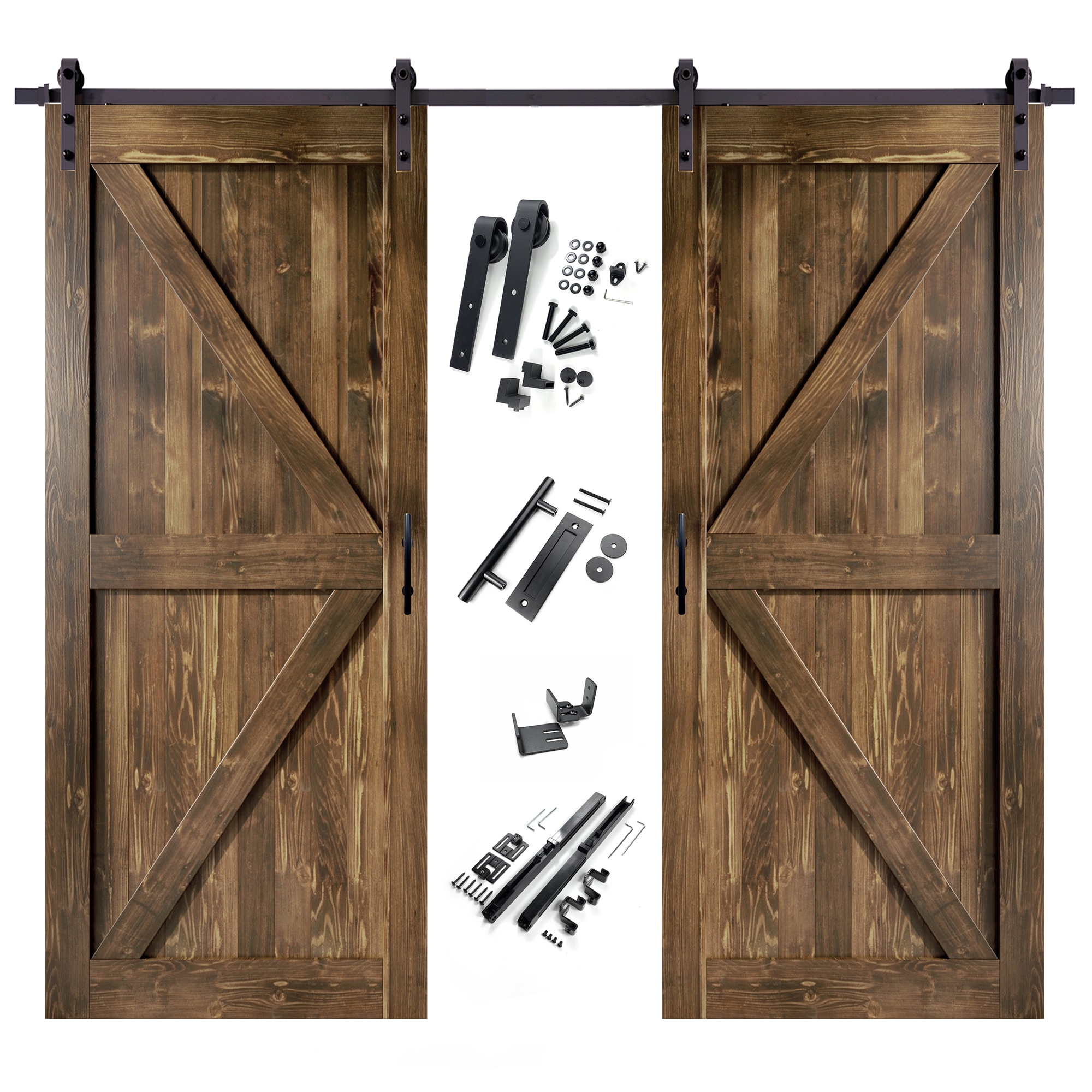 HOMACER 4 ft./48 in. Black Rustic Non-Bypass Sliding Barn Door