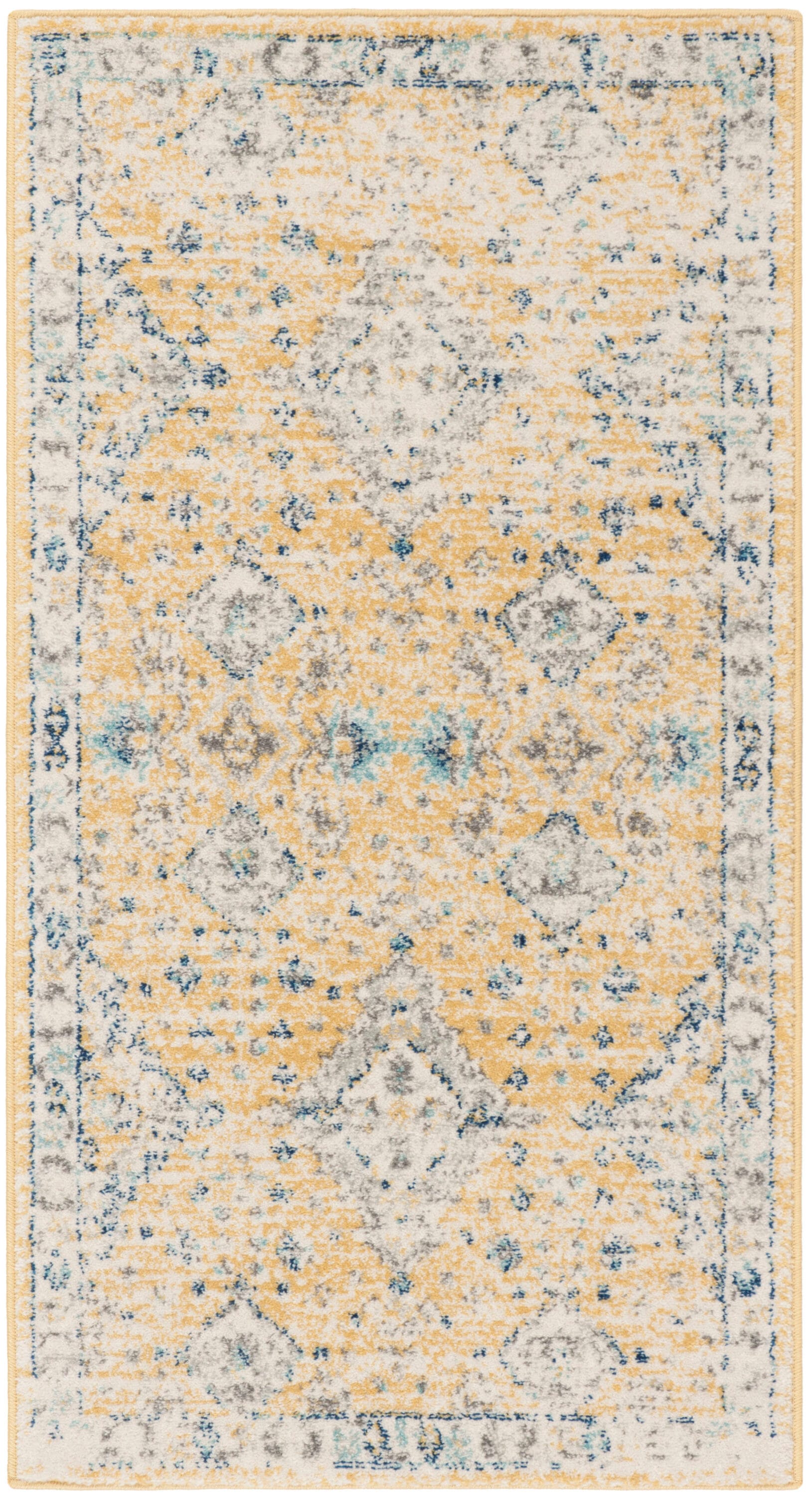 Gold and Ivory High Pile Rectangular Rug