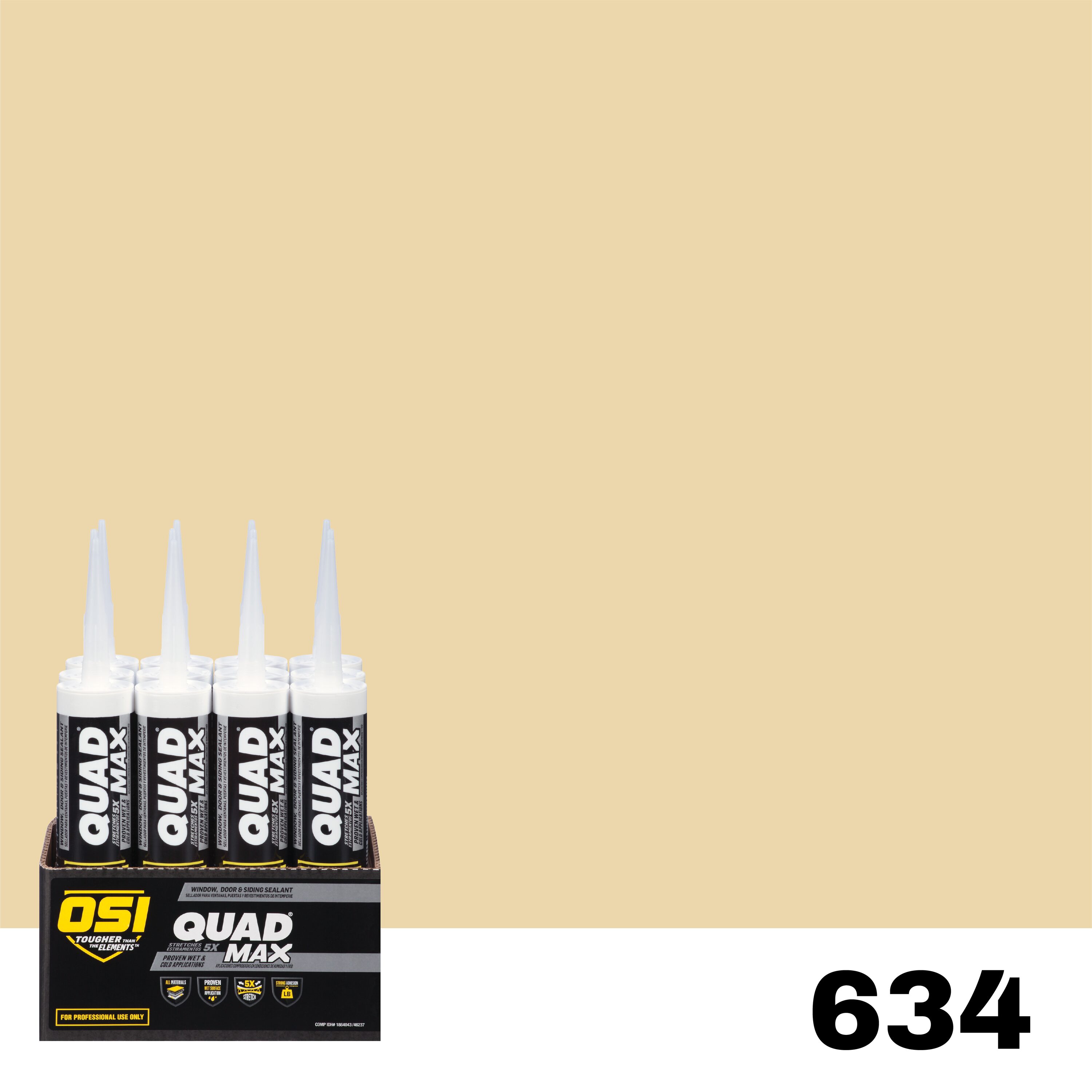 OSI 1869675 Quad Max 12 -Pack 10-oz Window door Yellow 634 Paintable Advanced Sealant Caulk