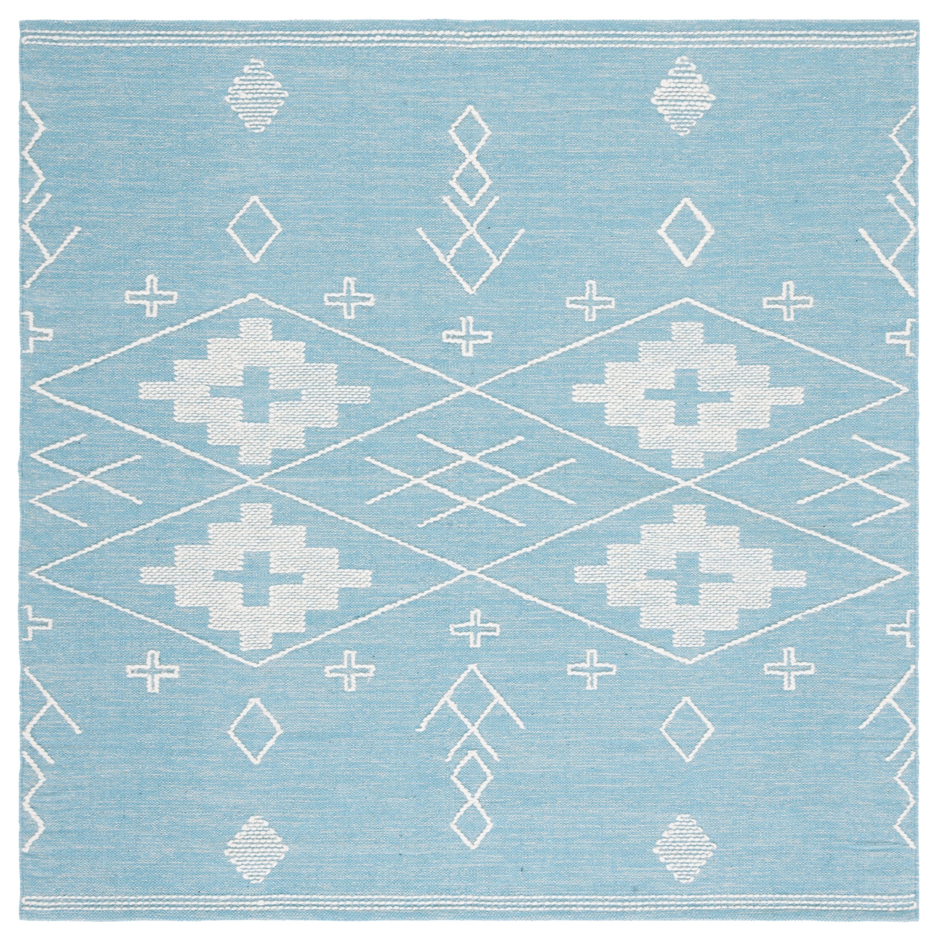 Safavieh KLM851K-6SQ Kilim Fabjola 6 x 6 (ft) Cotton Teal/Ivory Square Indoor Tribal Global Area rug