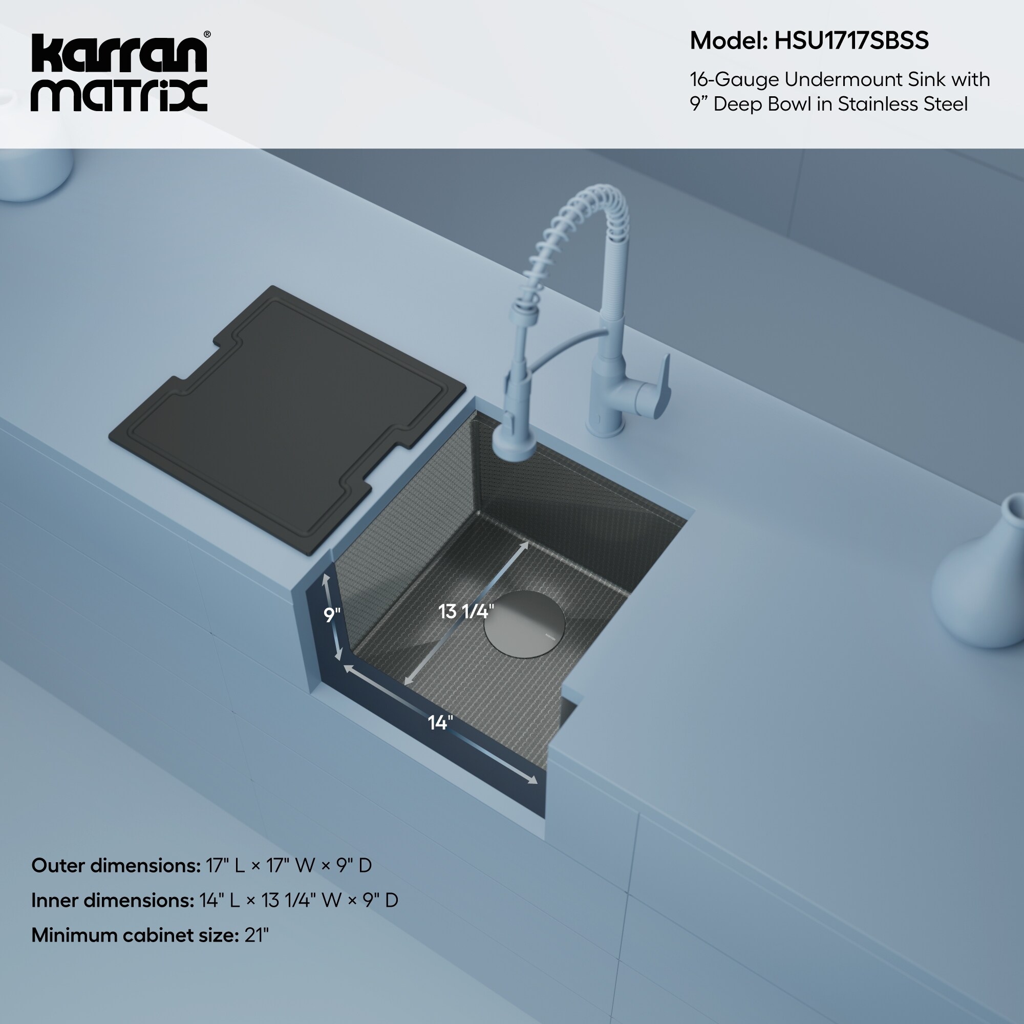 Karran HSU1717SBSS Bar-Prep-Sinks - View #6
