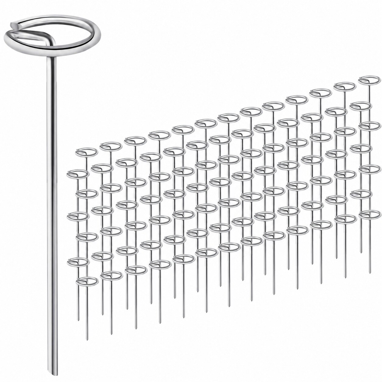 Etokfoks -  12 in Galvanized Steel Landscape Fabric Pins Circle Top Plant Support Stakes Anti Rus...
