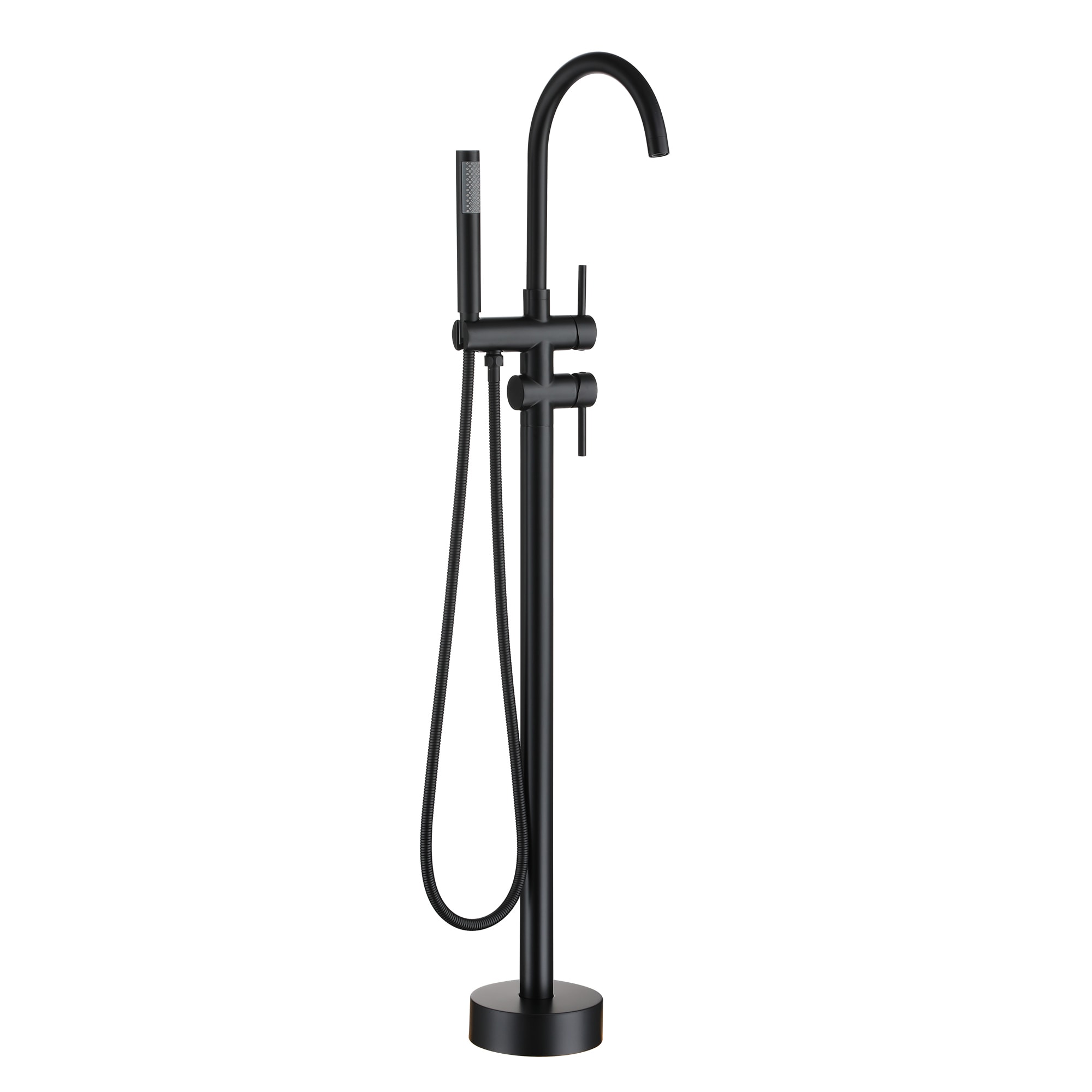 Clihome SMD-BTF06B Matte Black 2-handle Freestanding Swivel Bathtub Faucet with Hand Shower ( Valve Included )