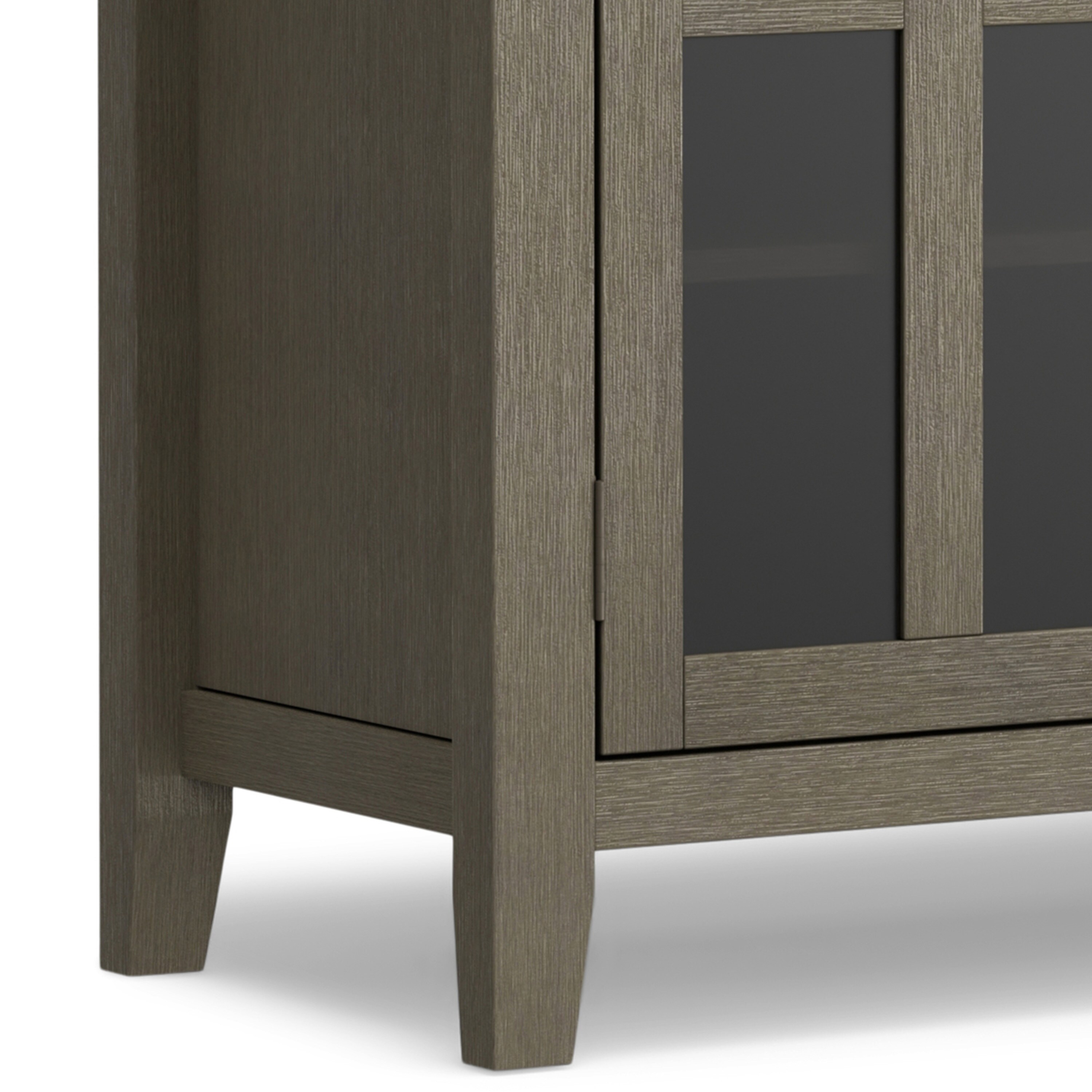 Farmhouse Grey Tall TV Media Stand with Tempered Glass Top
