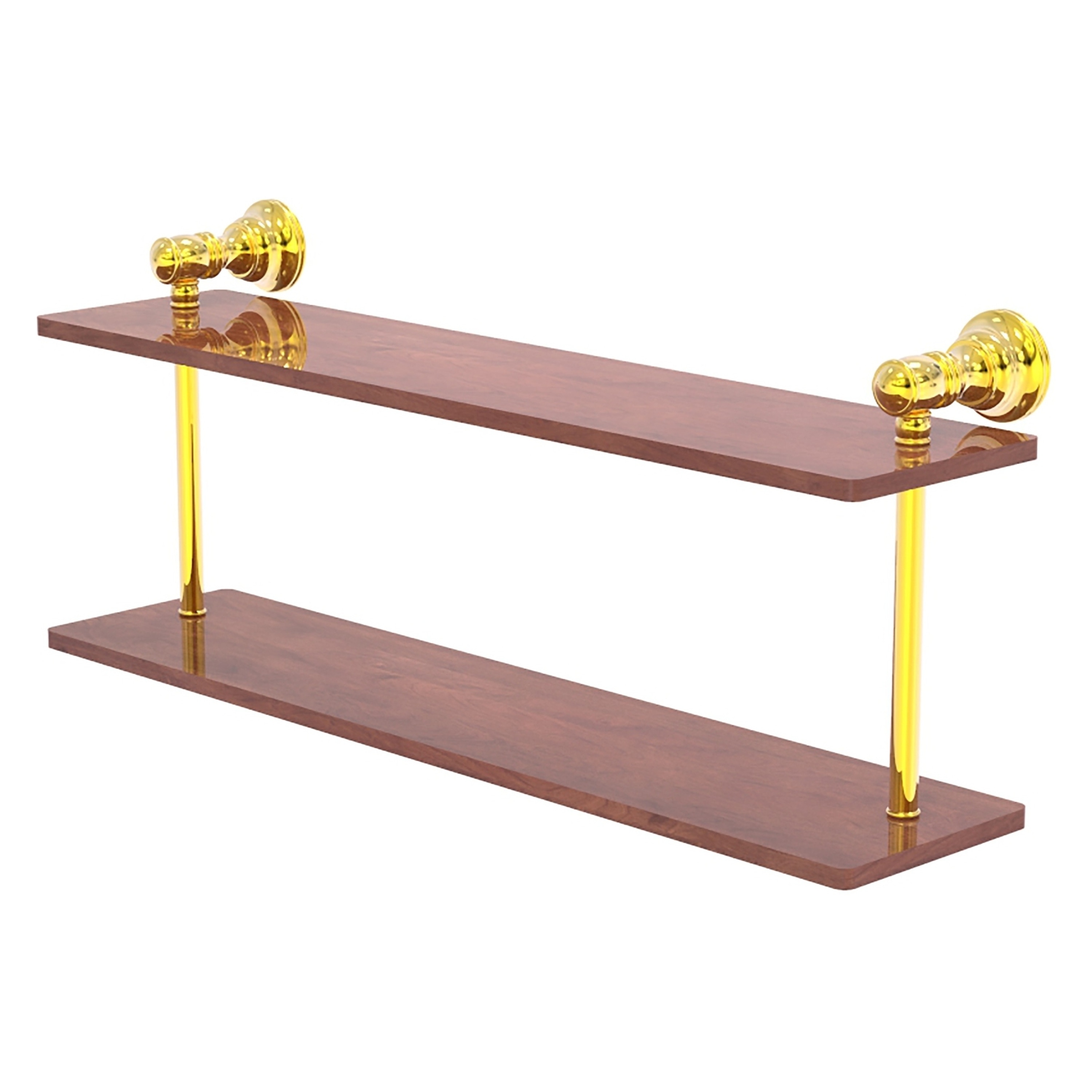Allied Brass CL-2-22-IRW-PB Carolina Polished Brass 2 -Tier Wall mount Bathroom Shelf ( 22-in x 9.2-in x 5-in )