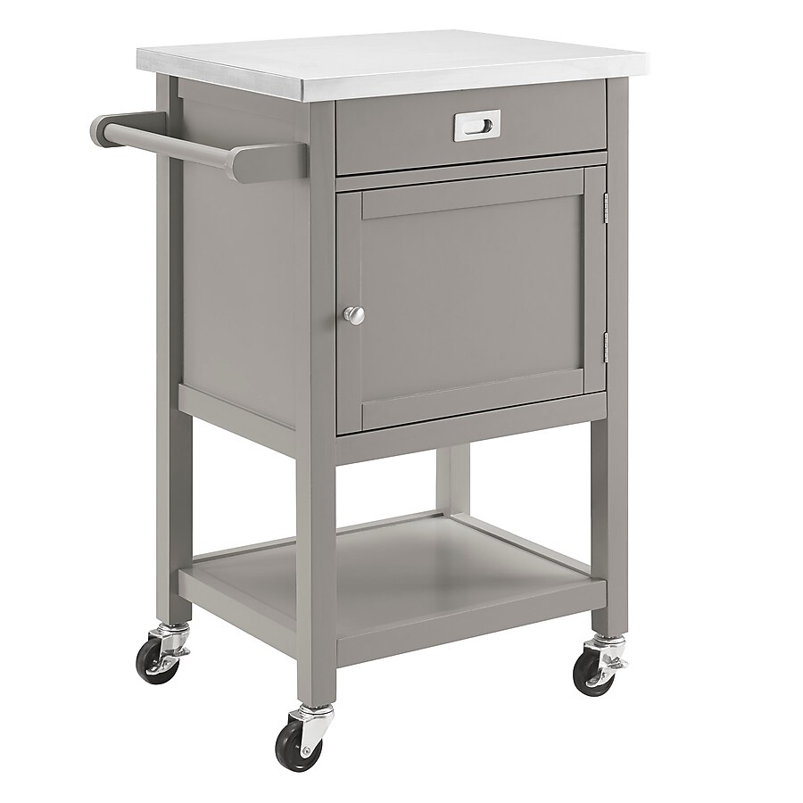 Linon Gray Wood Base with Stainless Steel Metal Top Kitchen Cart (18-in x 25.2-in x 36-in) Linon Gray Wood Base with Stainless Steel Metal Top Kitchen Cart (18-in x 25.2-in x 36-in)