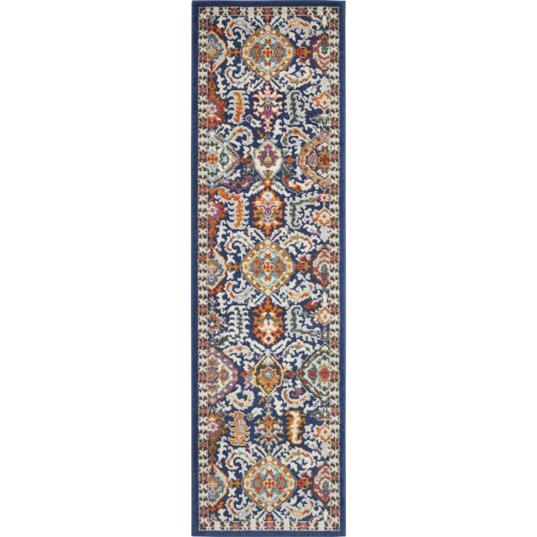 HomeRoots 4000385639 2 x 8 (ft) Loomed Polypropylene Blue Multicolor Rectangular Indoor Runner rug