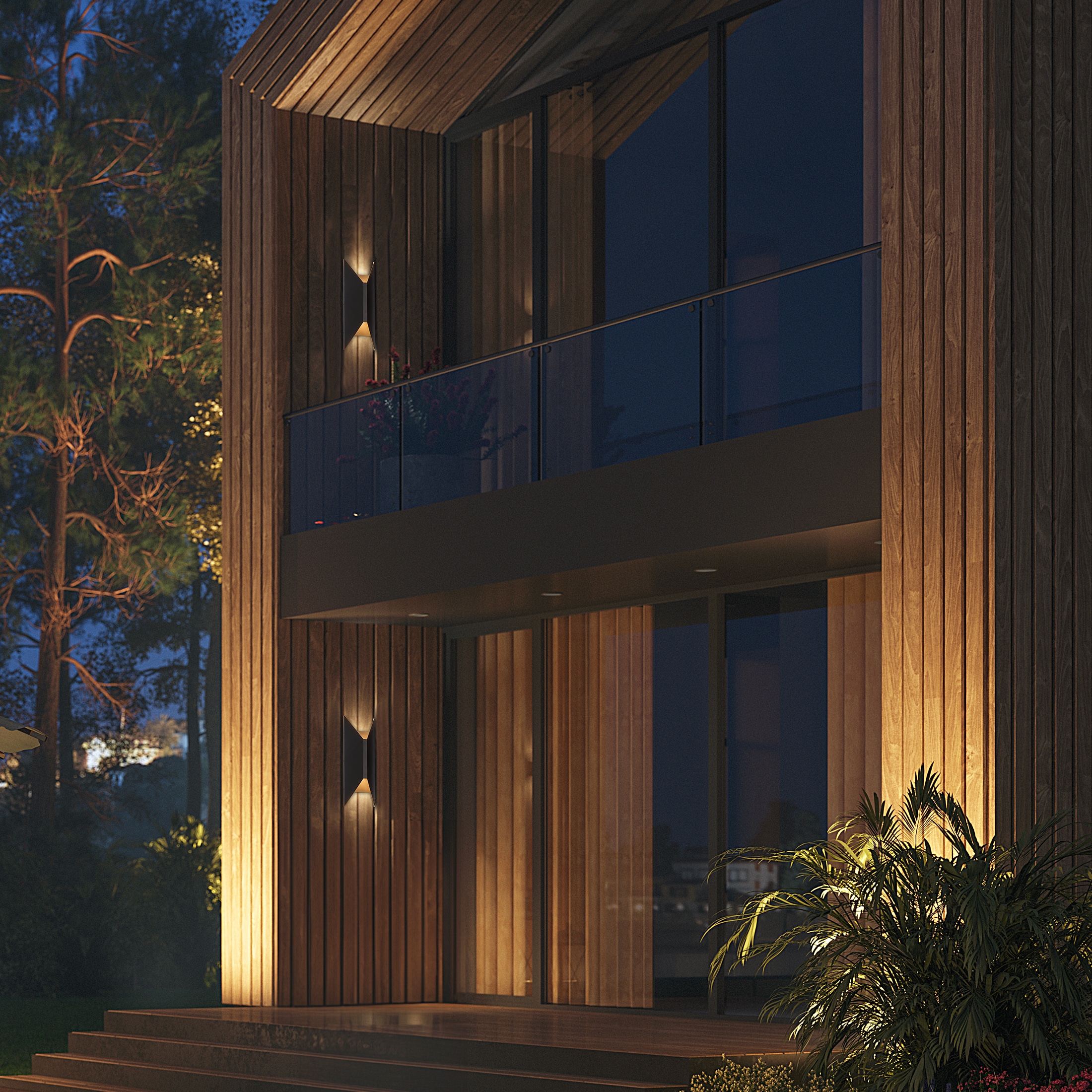 Black Matte LED Outdoor Wall Sconce with Tunable White Light