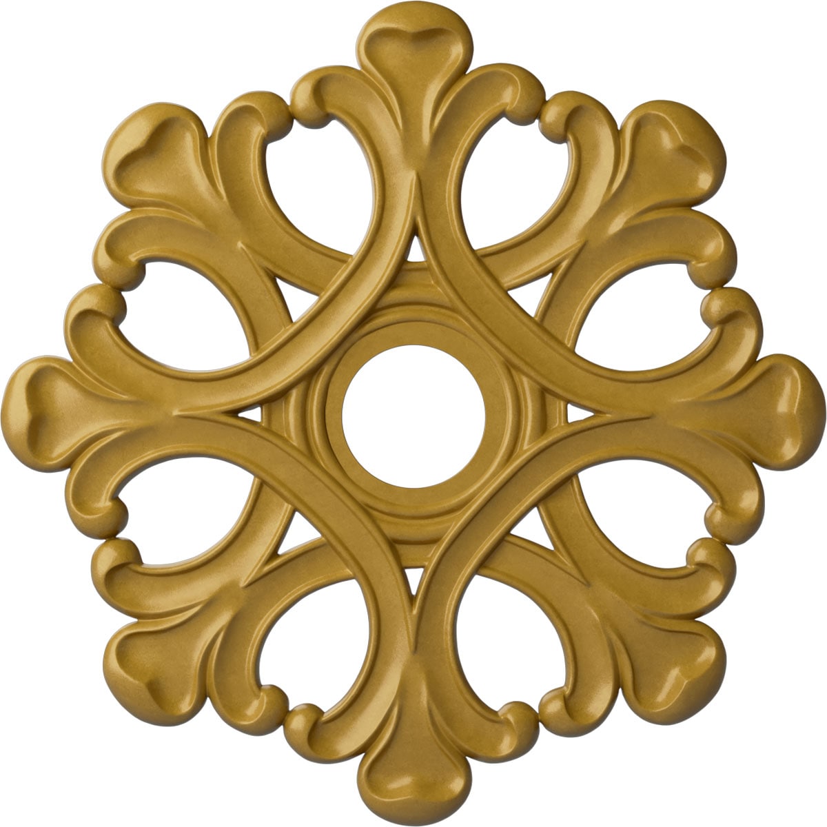 Ekena Millwork CM20ANIGS Angel 20.875-in W x 20.875-in L Painted Iridescent Gold Polyurethane Whole Ceiling Medallion