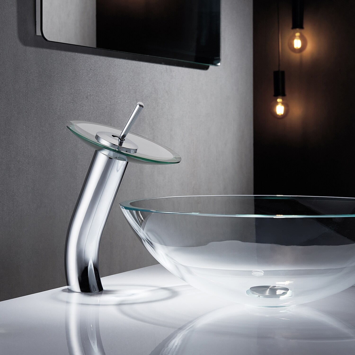 Polished Chrome Waterfall Single-Hole Bathroom Faucet