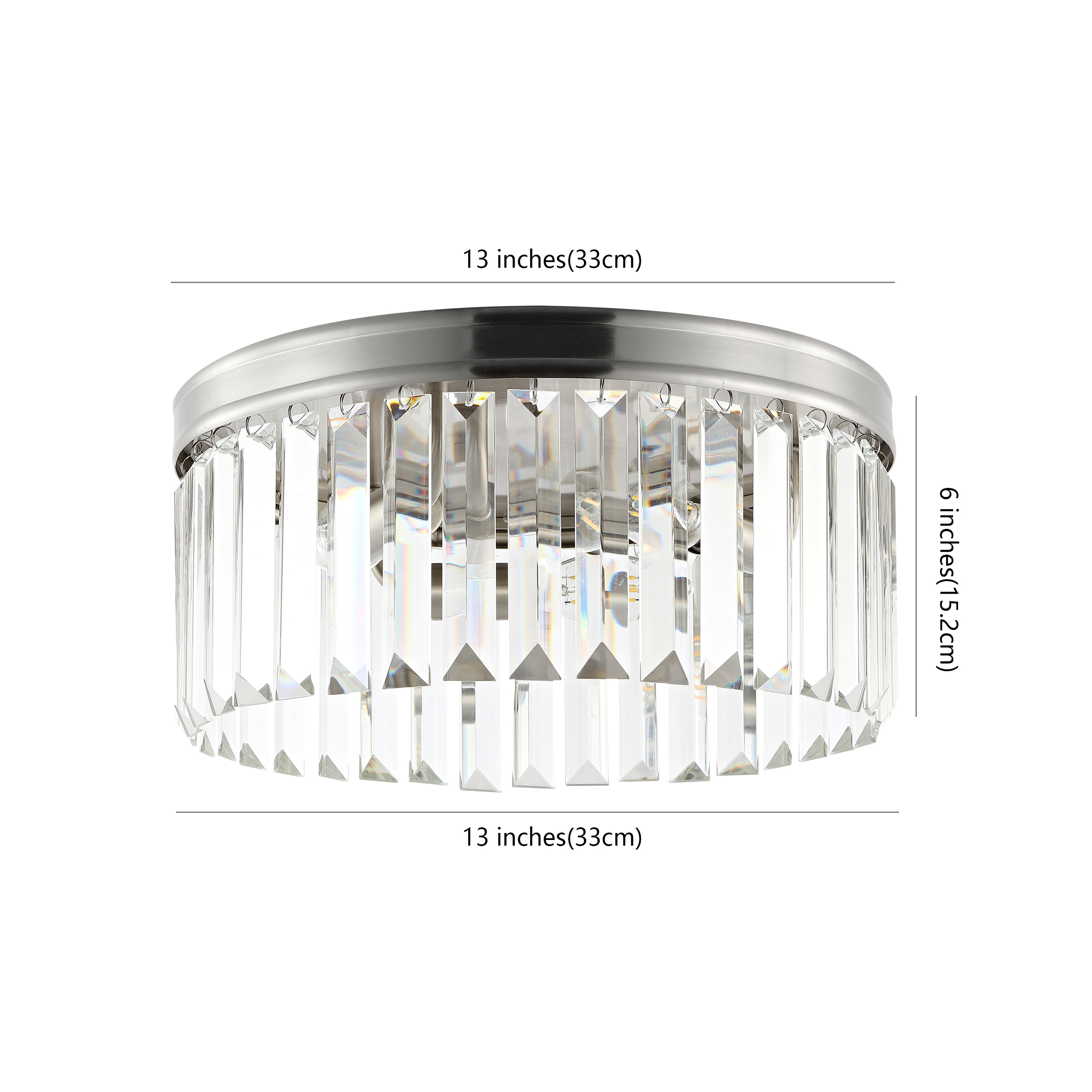 Ruslen 13" Brushed Nickel Crystal LED Flush Mount Light