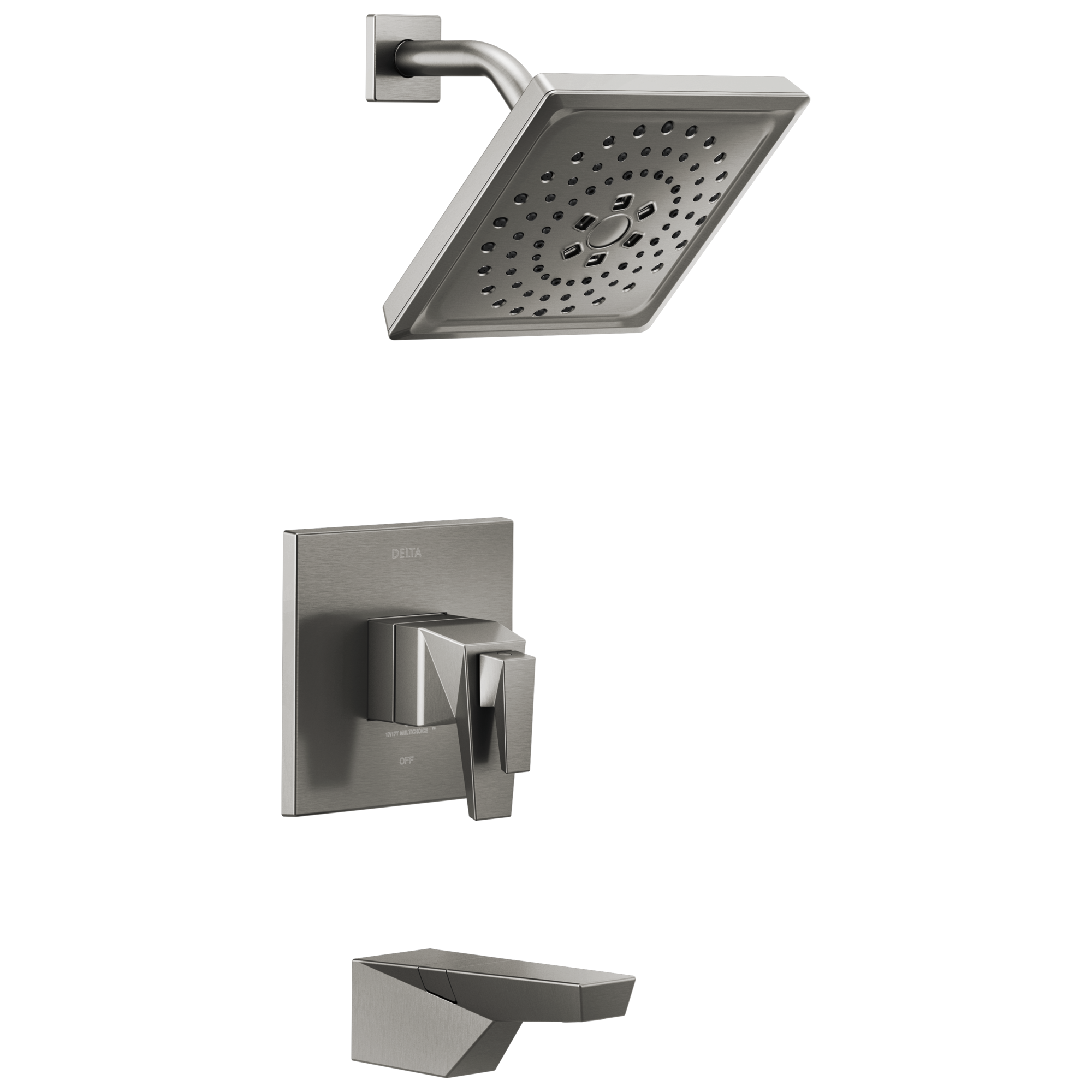 Delta T17T443-KS-PR Trillian Lumicoat Black Stainless 2-handle Multi-function Square Bathtub and Shower Faucet Valve Included
