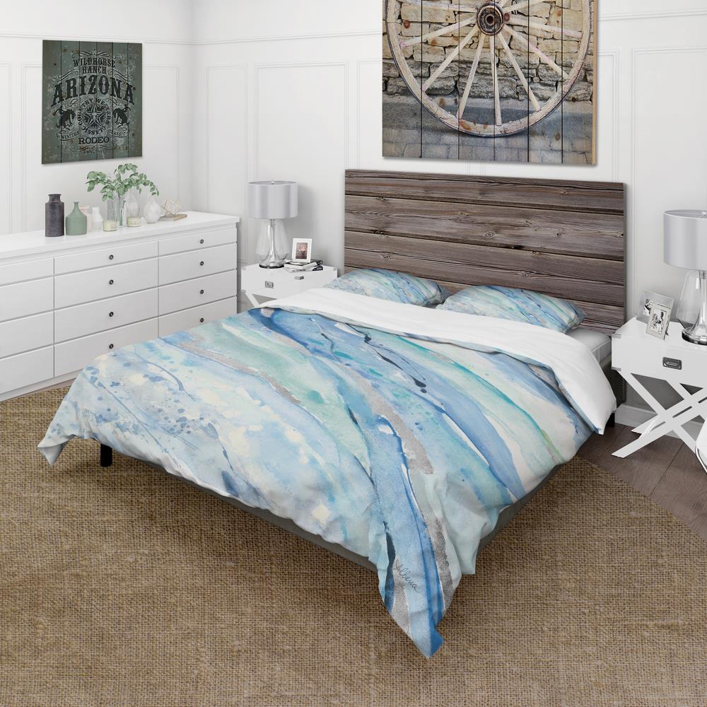 Designart BED30257-Q 3 -Piece Blue Queen Duvet cover Set