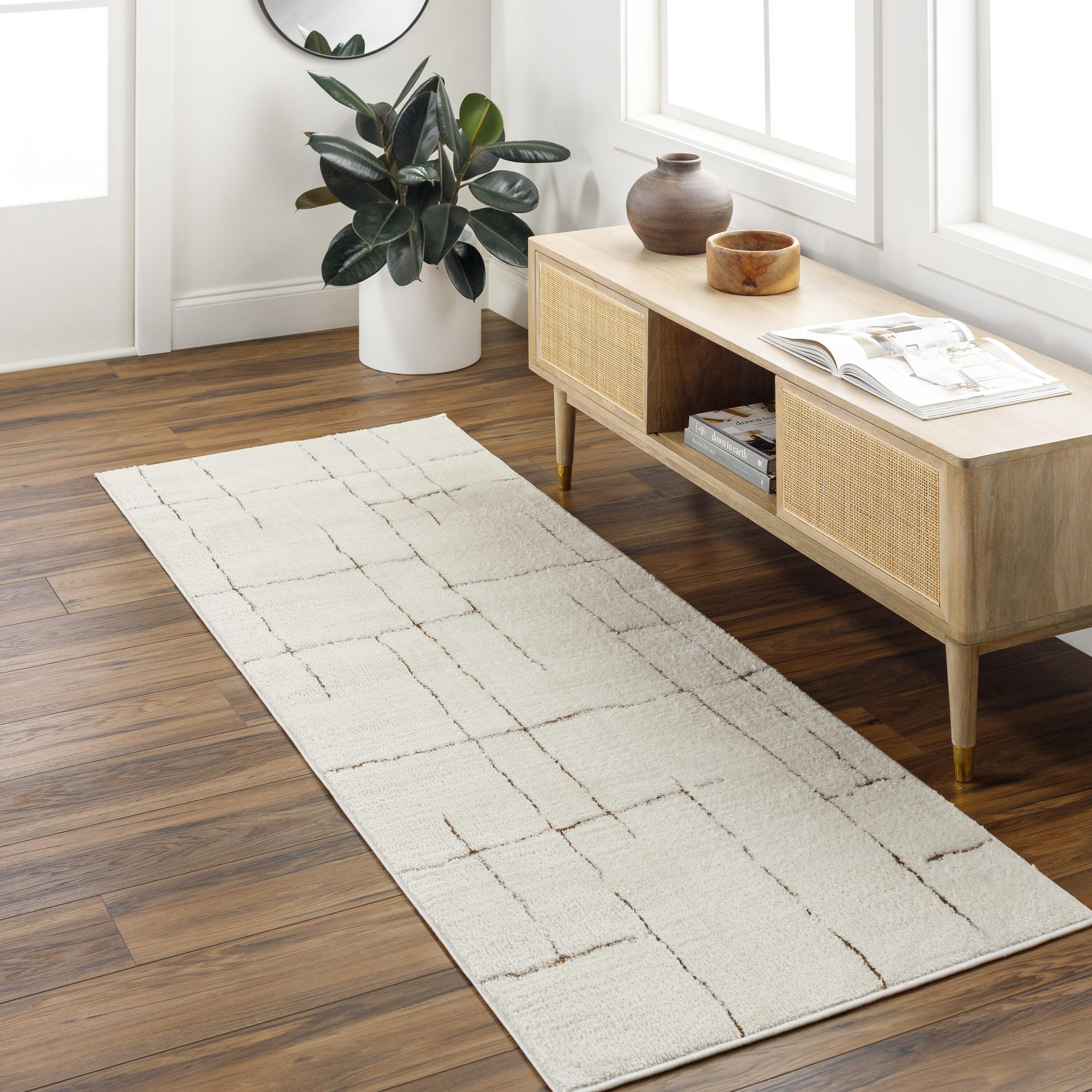 Livabliss FEU2310-2773 2 x 7 (ft) Polyester Brown Rectangular Indoor Geometric Global Runner rug