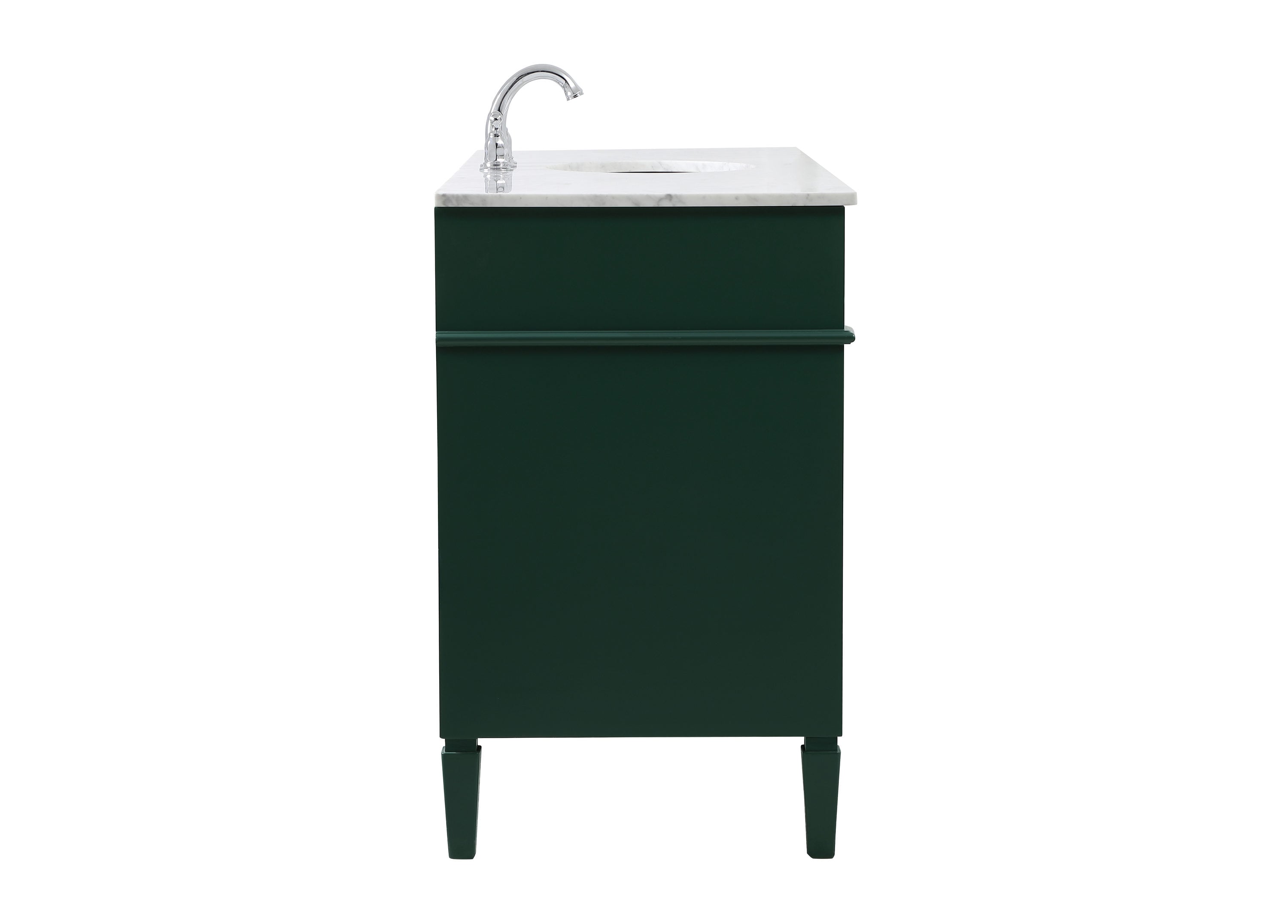Green Solid Wood and Marble Single Bathroom Vanity