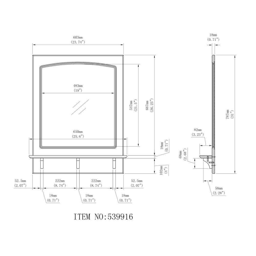 Design House Concord 24 In White Rectangular Bathroom Mirror At