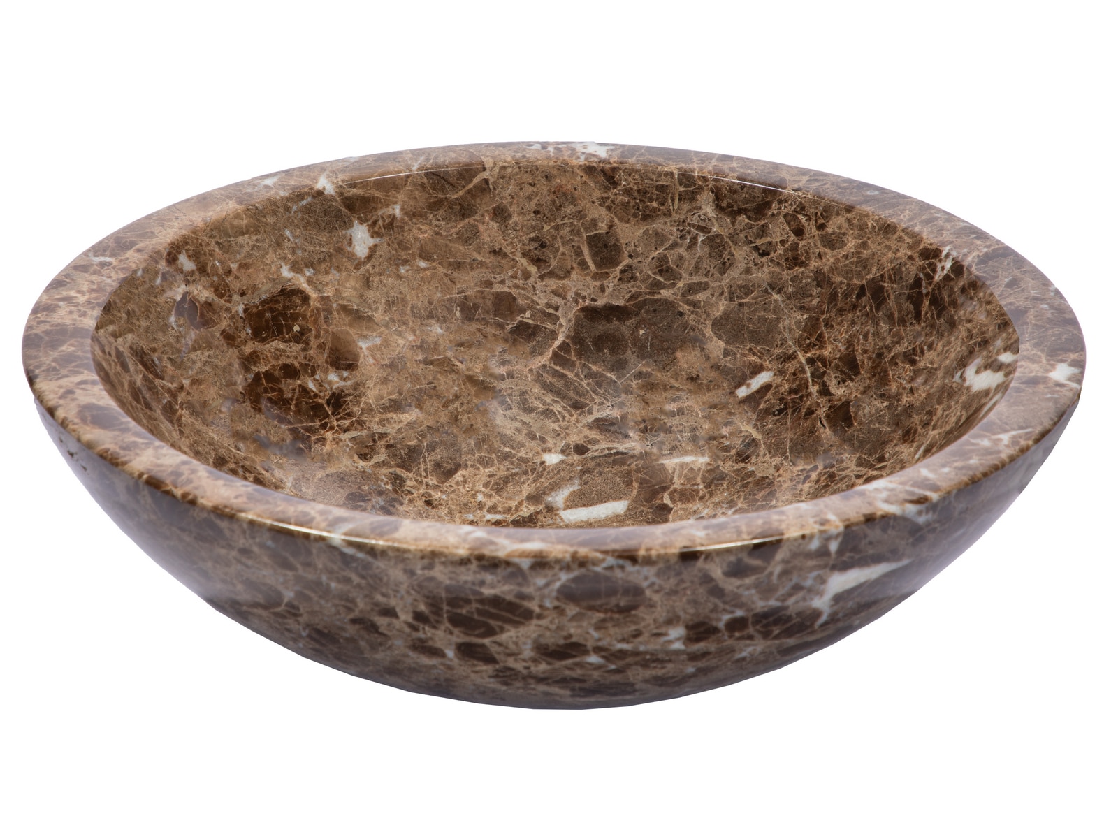 Eden Bath EBS002DE-P Marble 16.5-in Vessel Round Modern Dark Emperador Bathroom Sink
