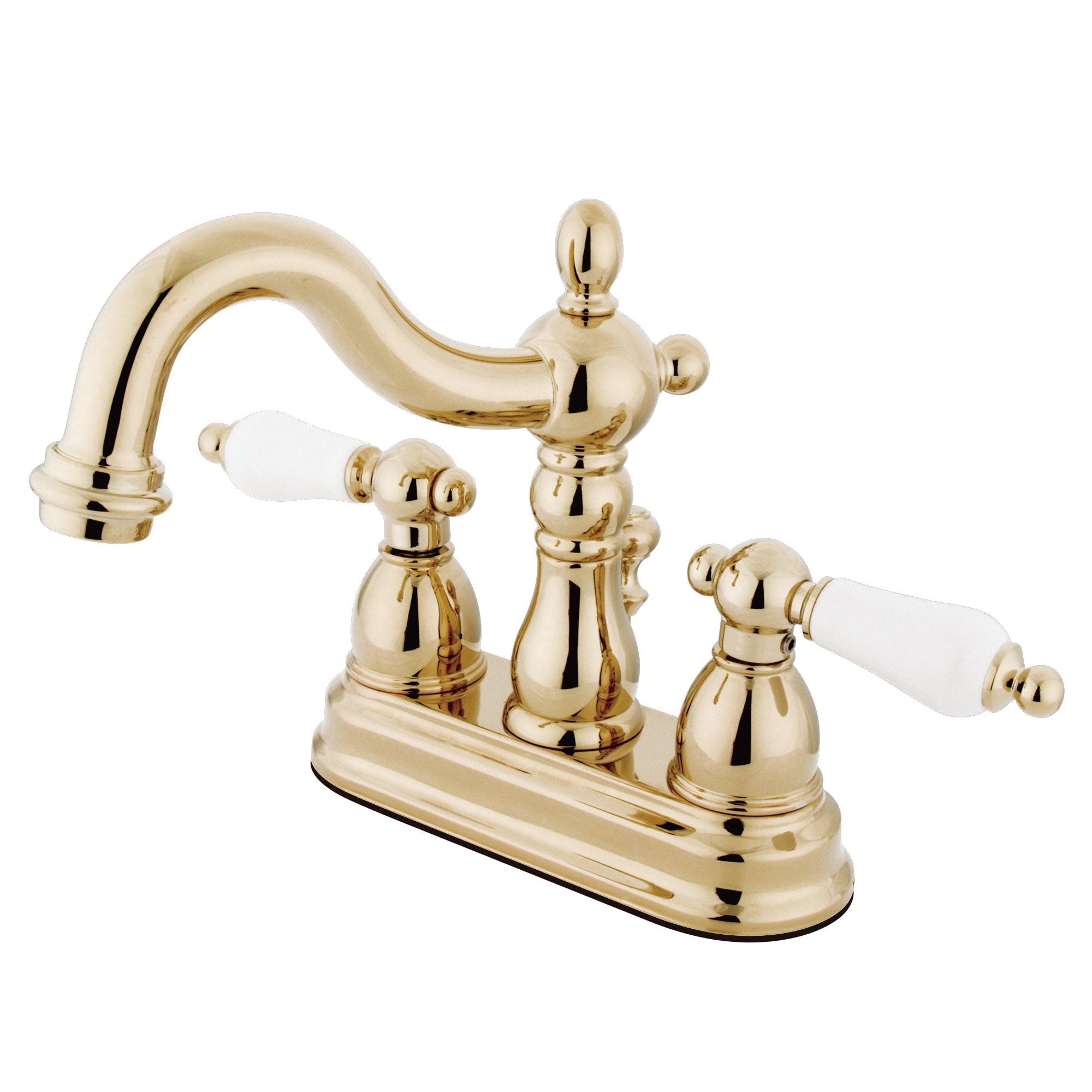 Elements of Design ES1602PL Polished brass 4-in centerset 2-handle Mid-arc Residential Handle Bathroom Sink Faucet with Drain