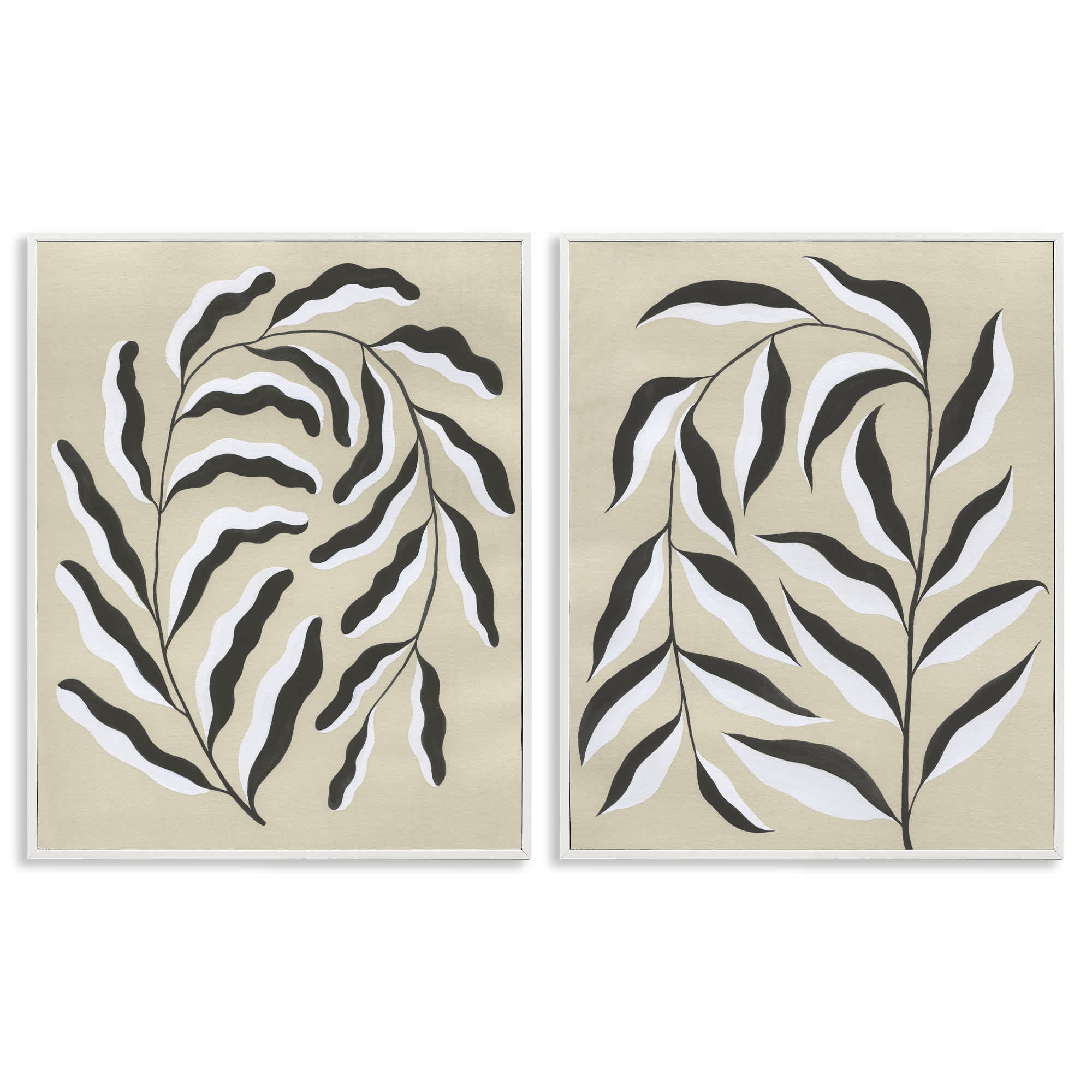 Stupell Industries B2-773-WFR-2PC-11X14 Midcentury Mod Botanicals 2pc Framed Giclee Set design by Grace Popp