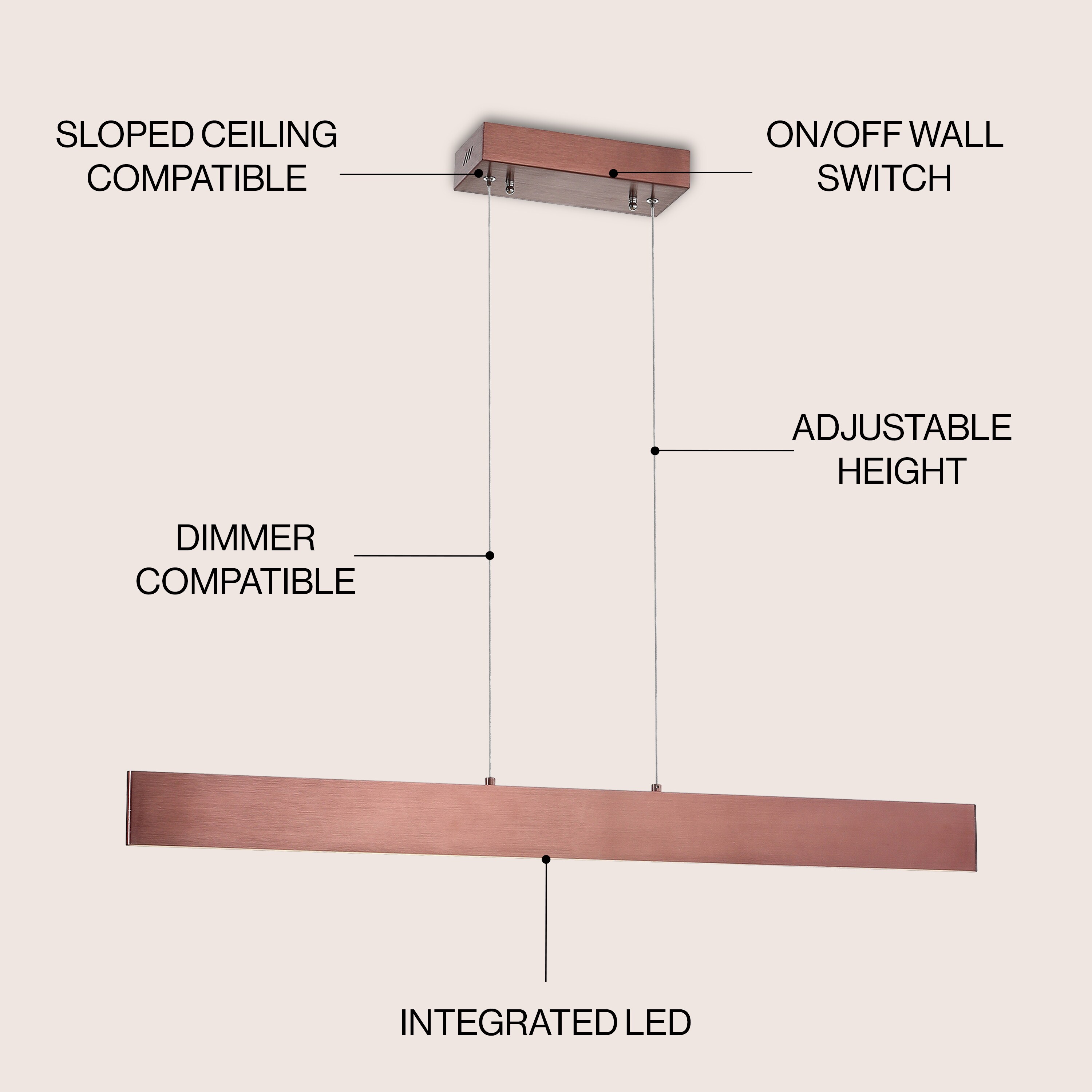 Draper 40" Anodized Bronze Geometric LED Metal Linear Pendant