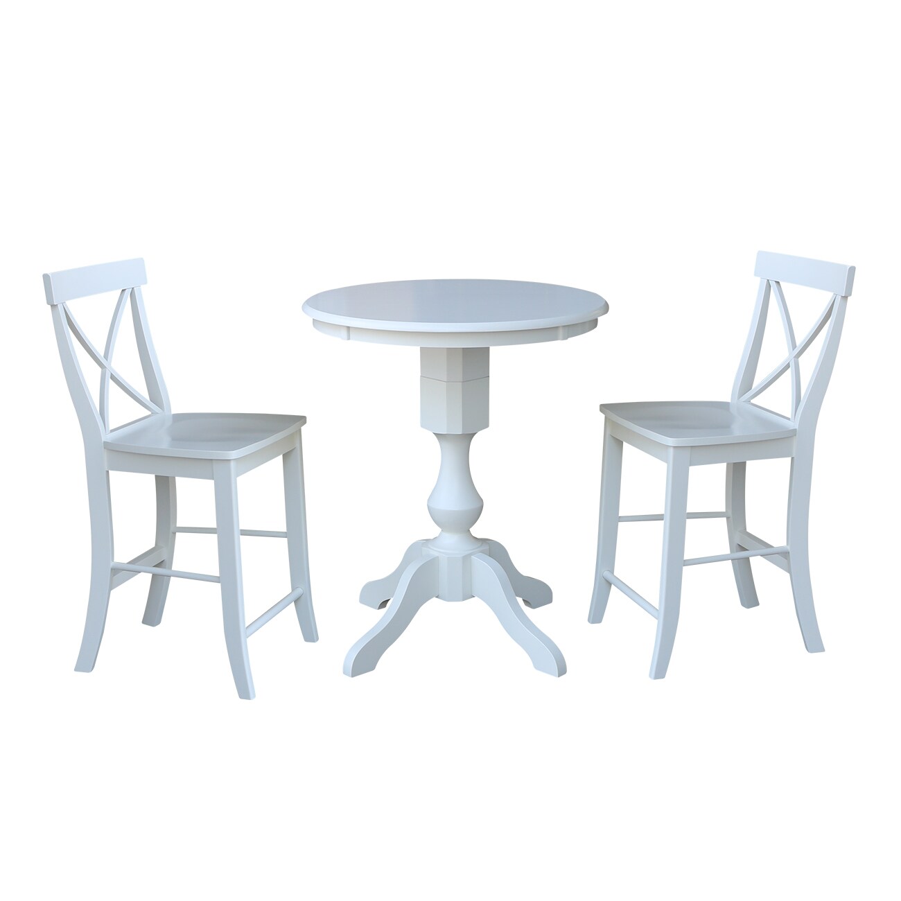 International Concepts K08-30RT-11P-S6132 White Casual Dining Room Set with Round Table (Seats 2)
