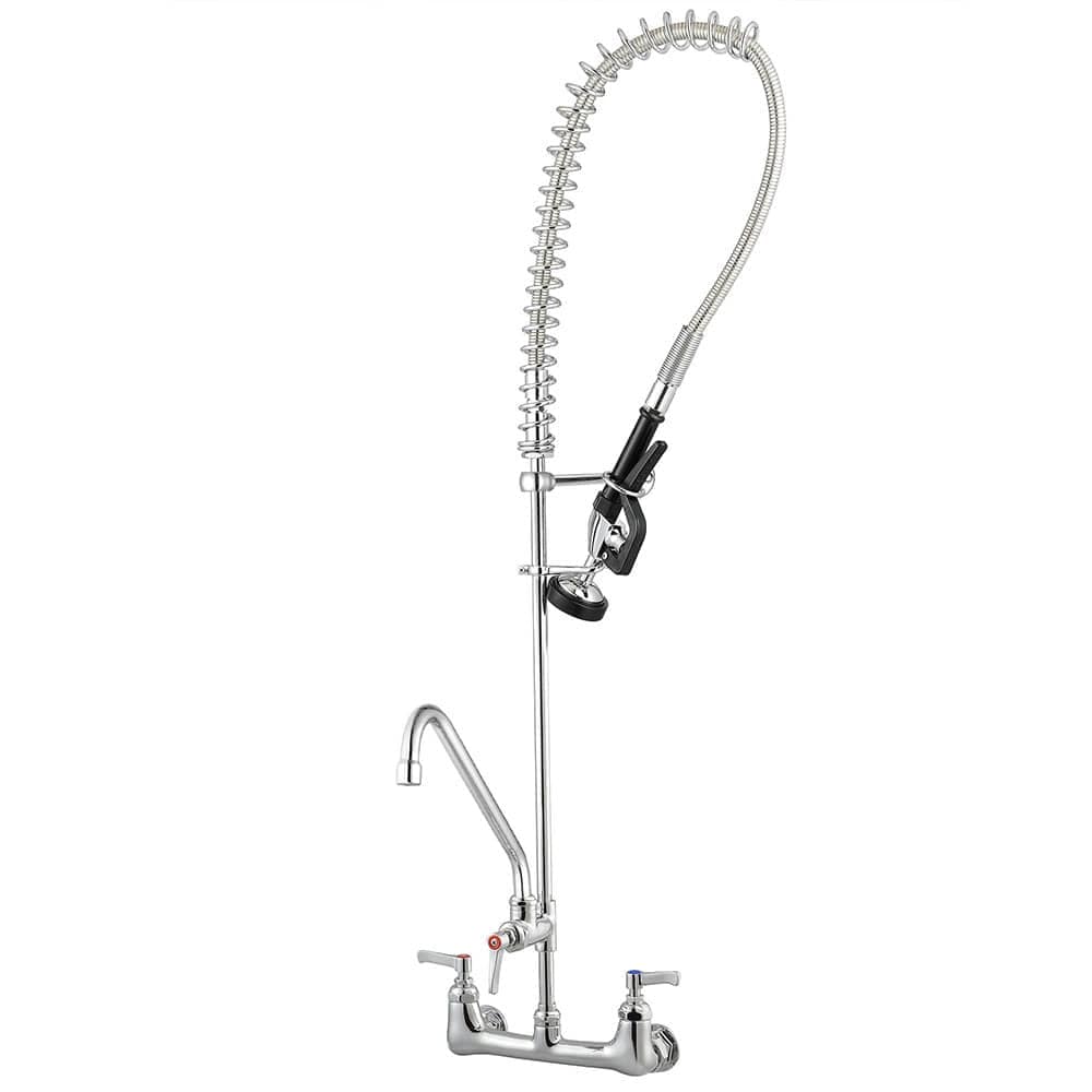 Yescom 81FAU002-12TI-CHR-LO 44 inch Commercial Pre-Rinse Kitchen Faucet 12 inch Add-on Spout Wall Mount CUPC NSF CEC