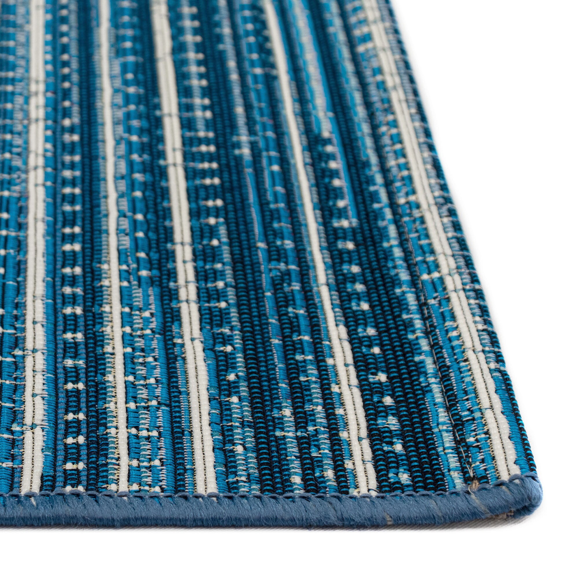 Marina Stripes China Blue 2'7" x 4'3" Synthetic Indoor/Outdoor Rug